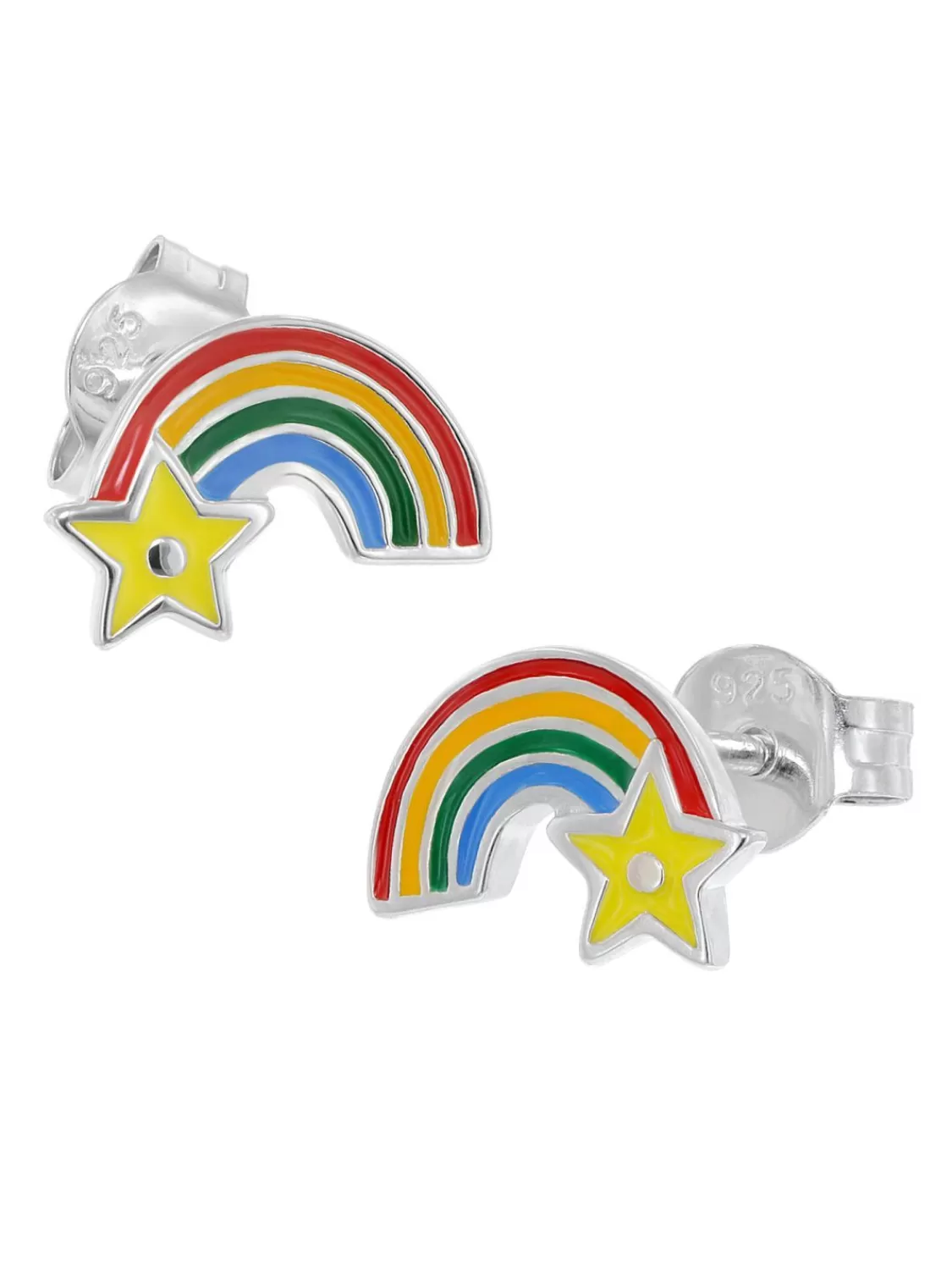 trendor Madchen-Ohrringe Silber 925 Regenbogen/Stern | Kinderschmuck