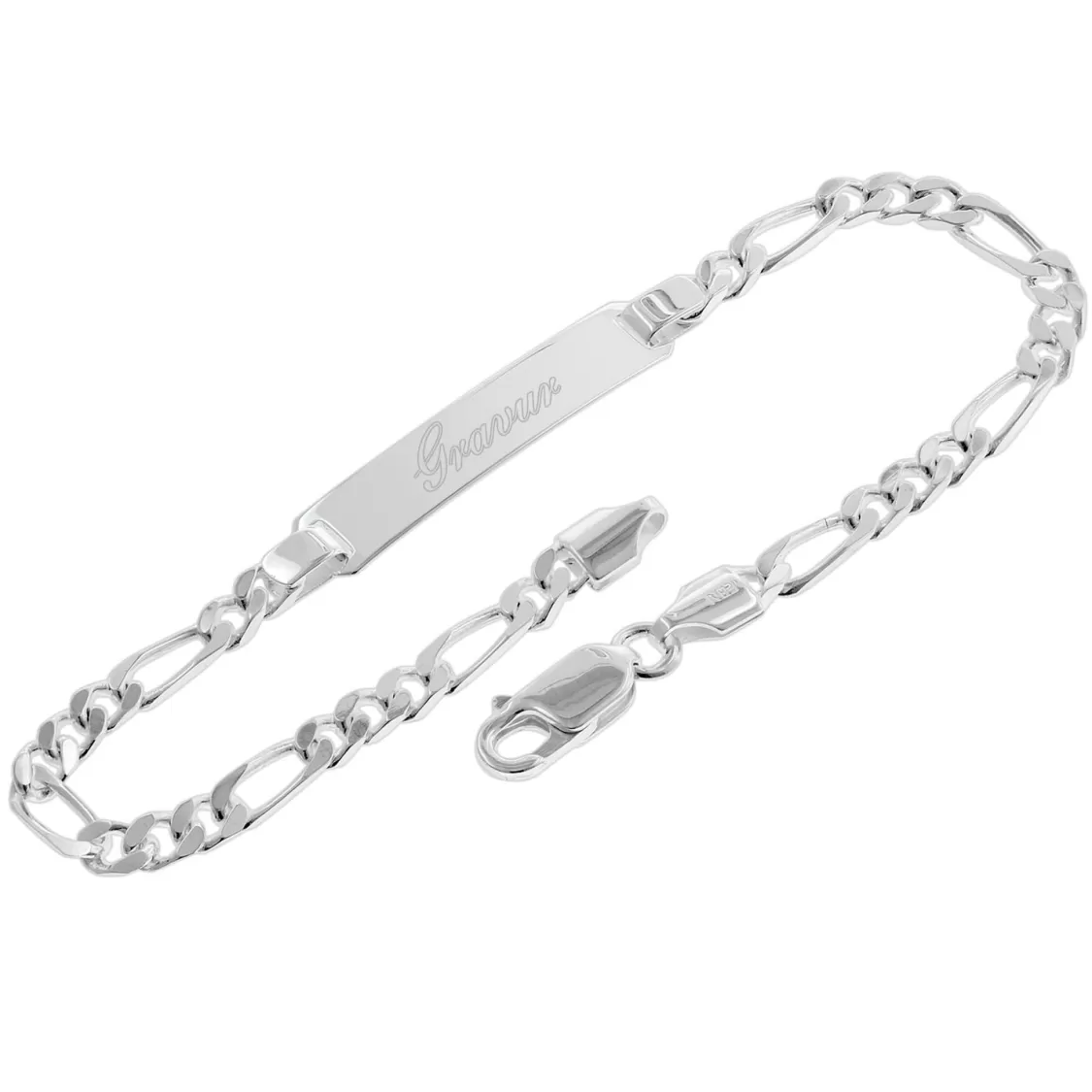 trendor Manner Gravur-Armband 925 Silber Figarokette Mit Namen | Herrenschmuck