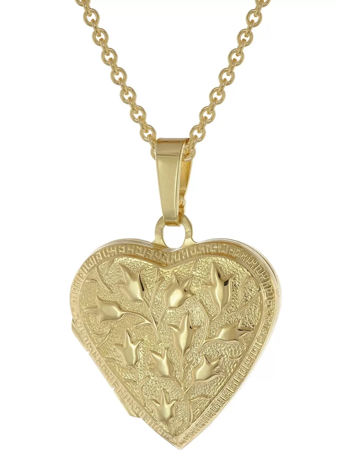 trendor Medaillon Herz Mit Kette Gold Plattiertes 925 Silber | Damenschmuck