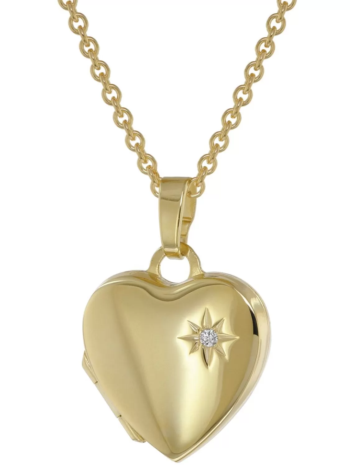 trendor Medaillon Mit Diamant Gold 333/8Kt Mit Vergoldeter Silberkette | Damenschmuck