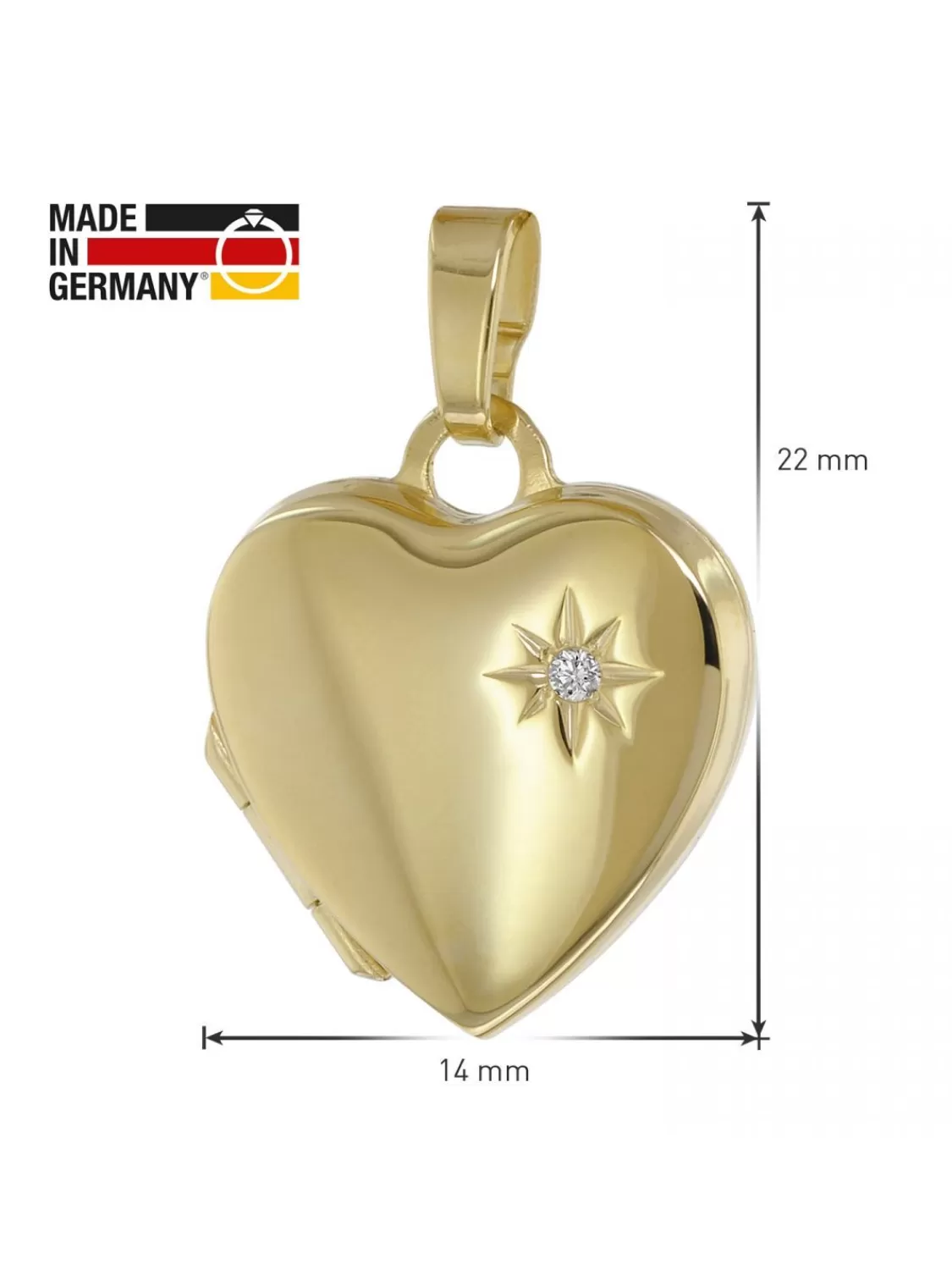 trendor Medaillon Mit Diamant Gold 333/8Kt Mit Vergoldeter Silberkette | Damenschmuck