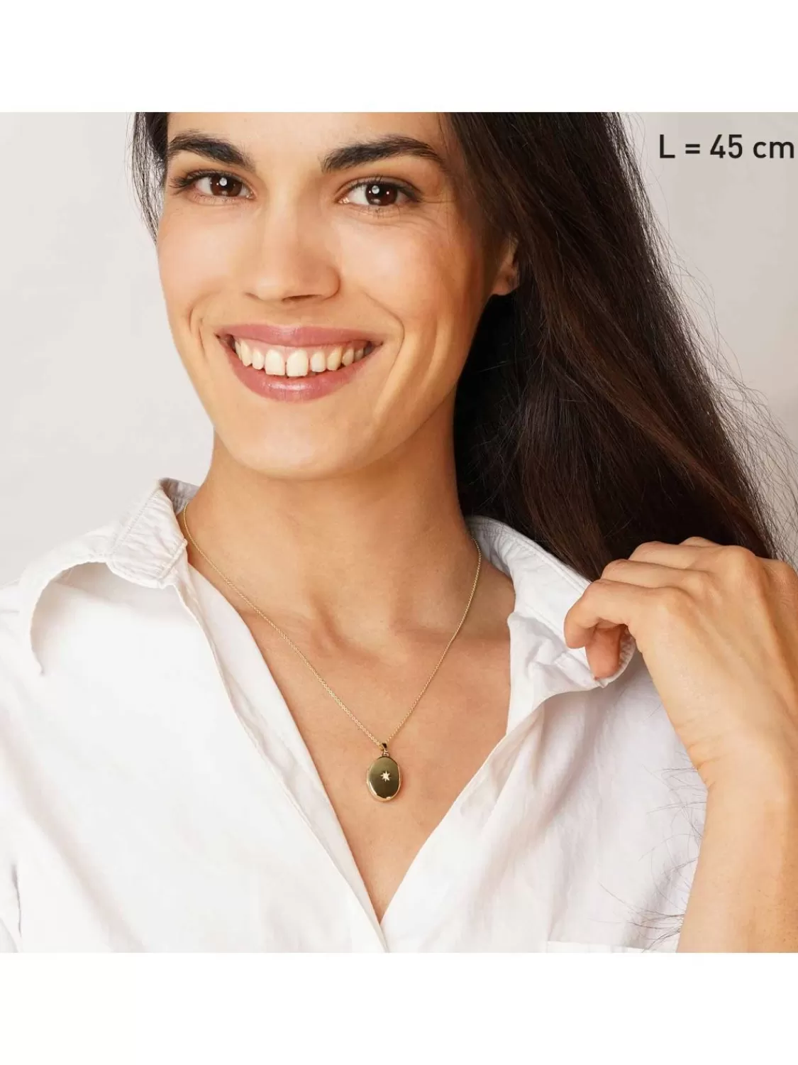 trendor Medaillon Mit Diamant Gold 585/14K An Vergoldeter Silberkette | Damenschmuck