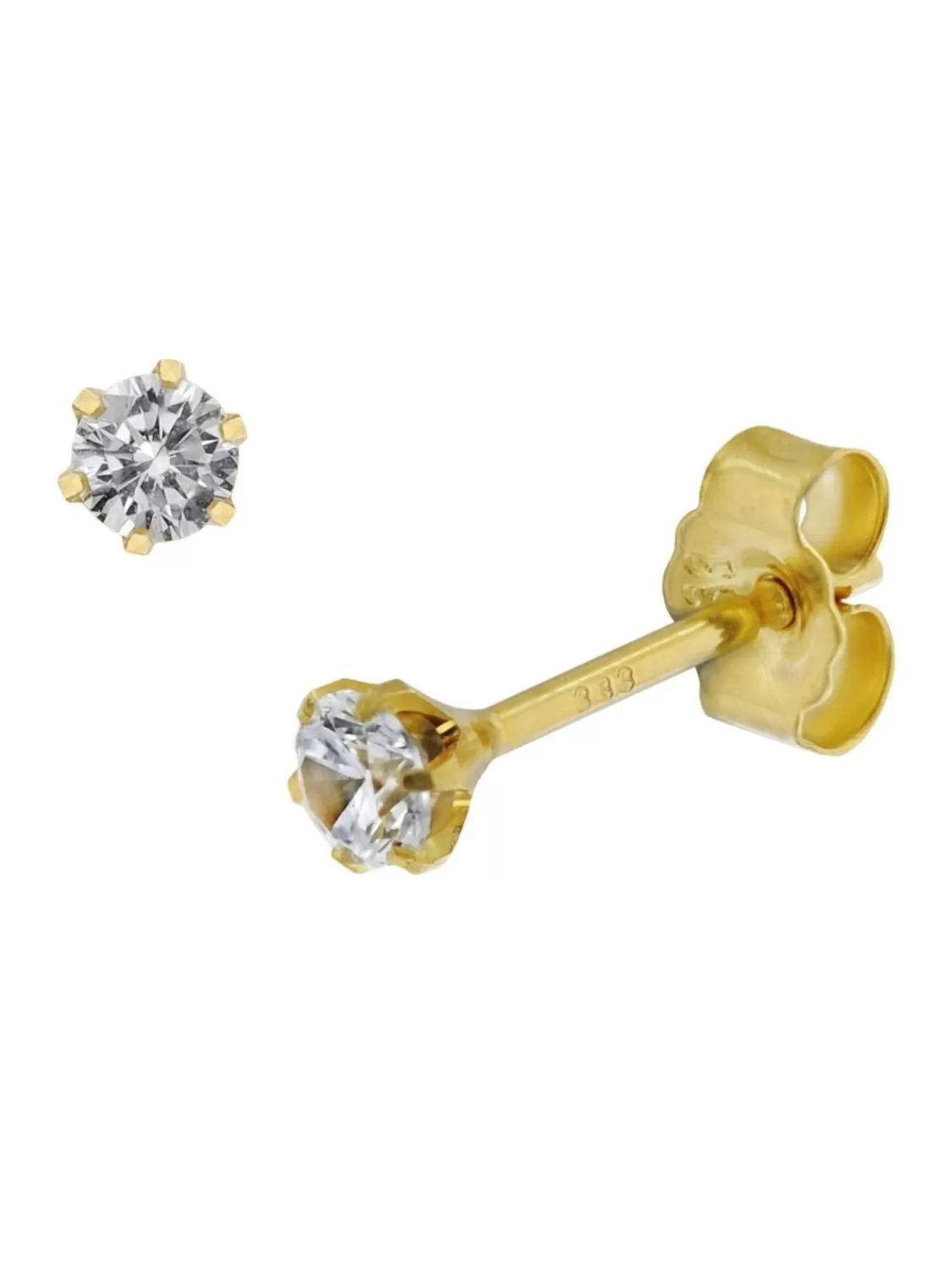 trendor Ohrringe Fur Damen Und Herren Gold 333 (8 Kt) Zirkonia 3 Mm | Herrenschmuck