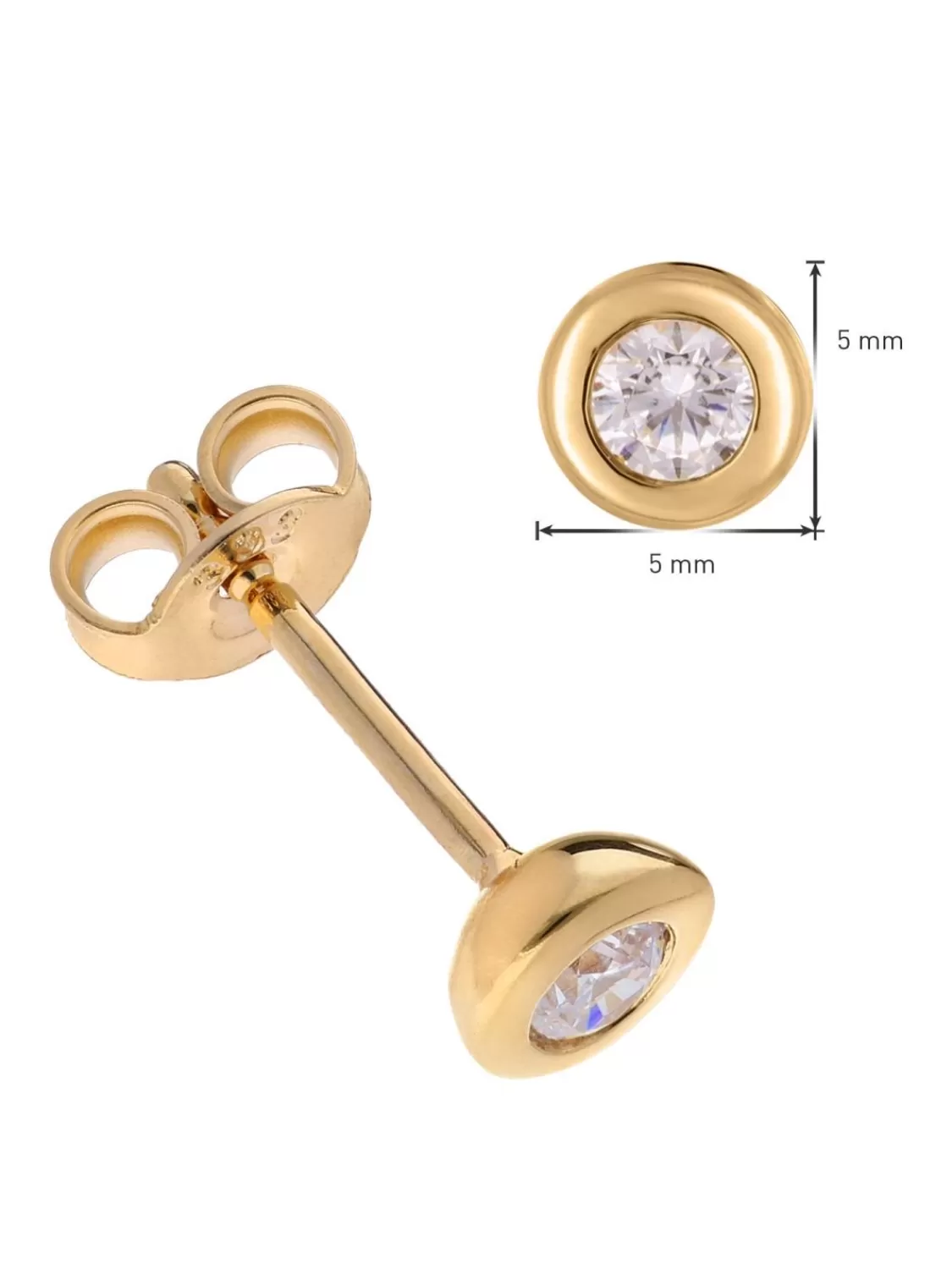 trendor Ohrringe Gold 333/8K Zirkonia Ohrstecker O 5 Mm | Herrenschmuck