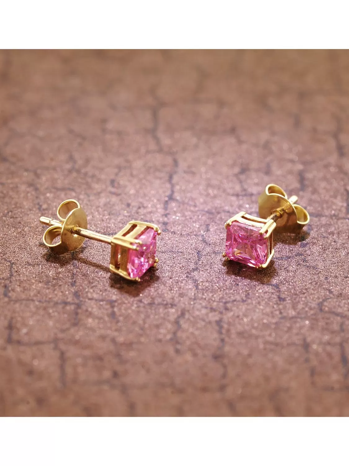 trendor Ohrringe Gold 333 / 8K Ohrstecker Mit Zirkonia Pink | Damenschmuck