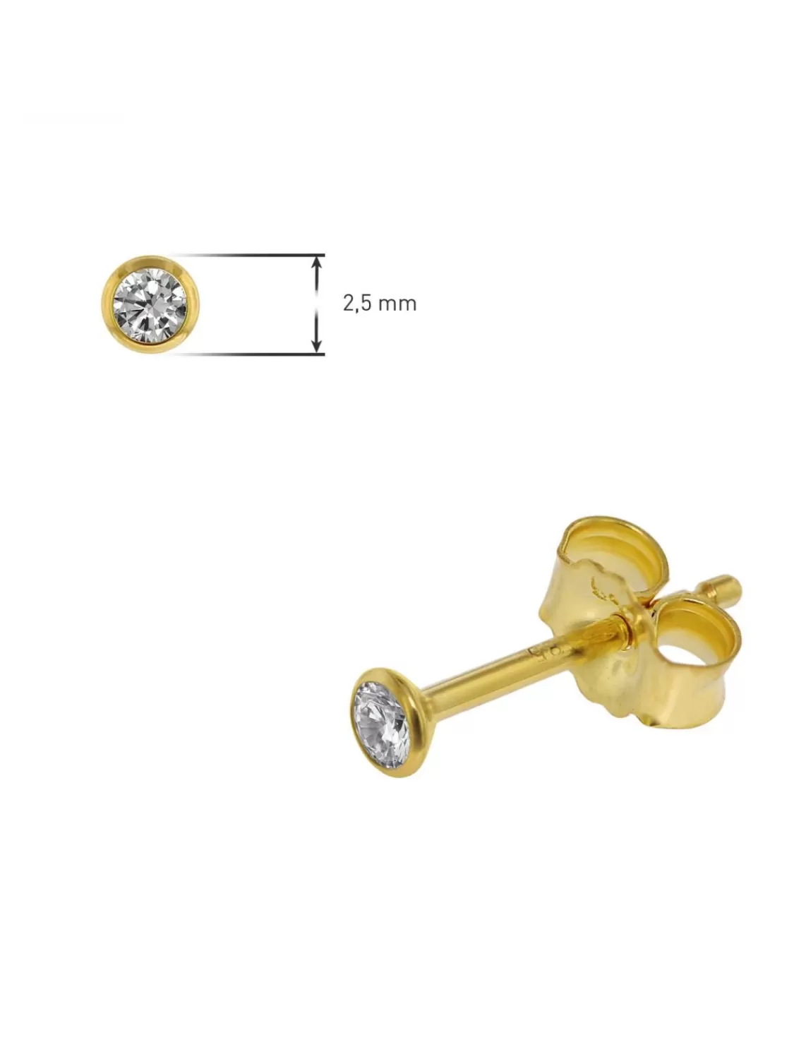 trendor Ohrstecker Fur Damen Und Herren 585 Gold (14 Kt) Zirkonia 2,5 Mm | Herrenschmuck