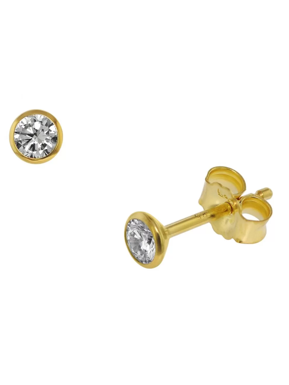 trendor Ohrstecker Fur Damen Und Herren 585 Gold (14 Kt) Zirkonia 3,5 Mm | Herrenschmuck