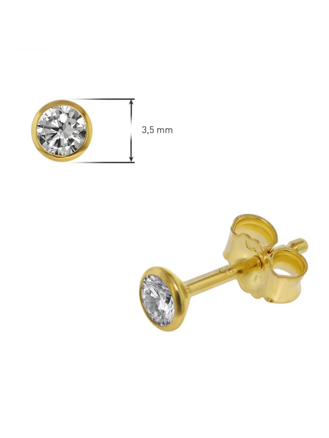 trendor Ohrstecker Fur Damen Und Herren 585 Gold (14 Kt) Zirkonia 3,5 Mm | Herrenschmuck