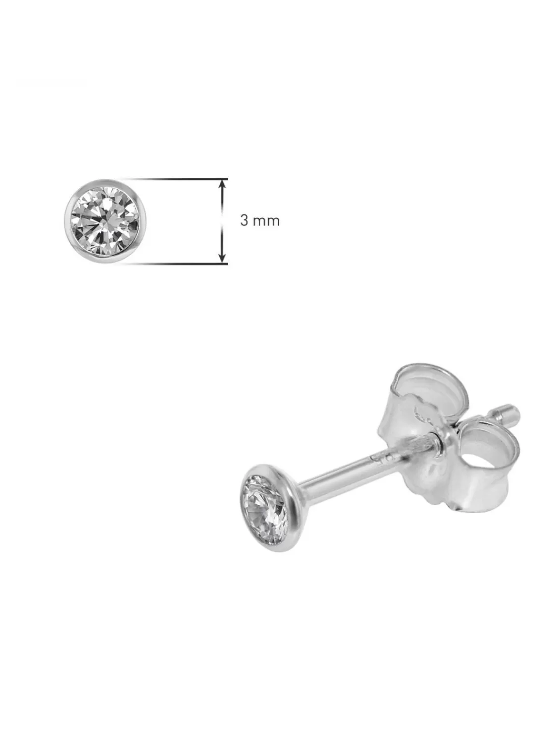 trendor Ohrstecker Fur Damen Und Herren 585 Weisgold 14 Kt Zirkonia 3 Mm | Herrenschmuck