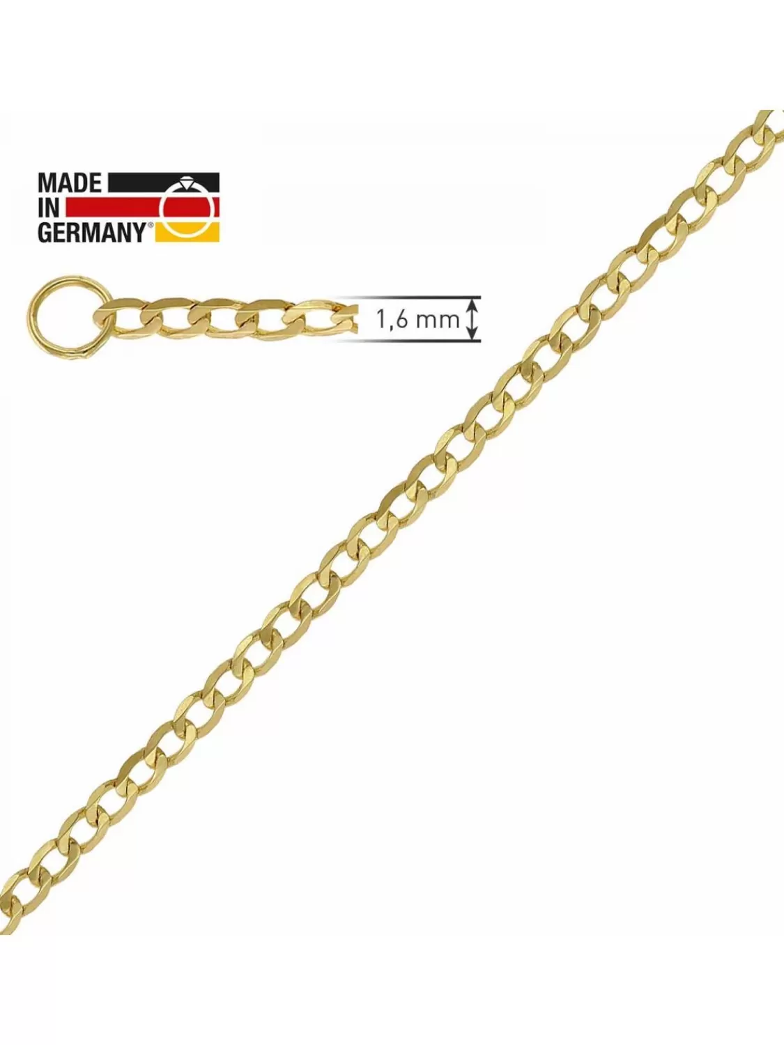 trendor Panzerkette 585 Gold / 14 Karat Weitpanzer-Collier 1,6 Mm | Herrenschmuck