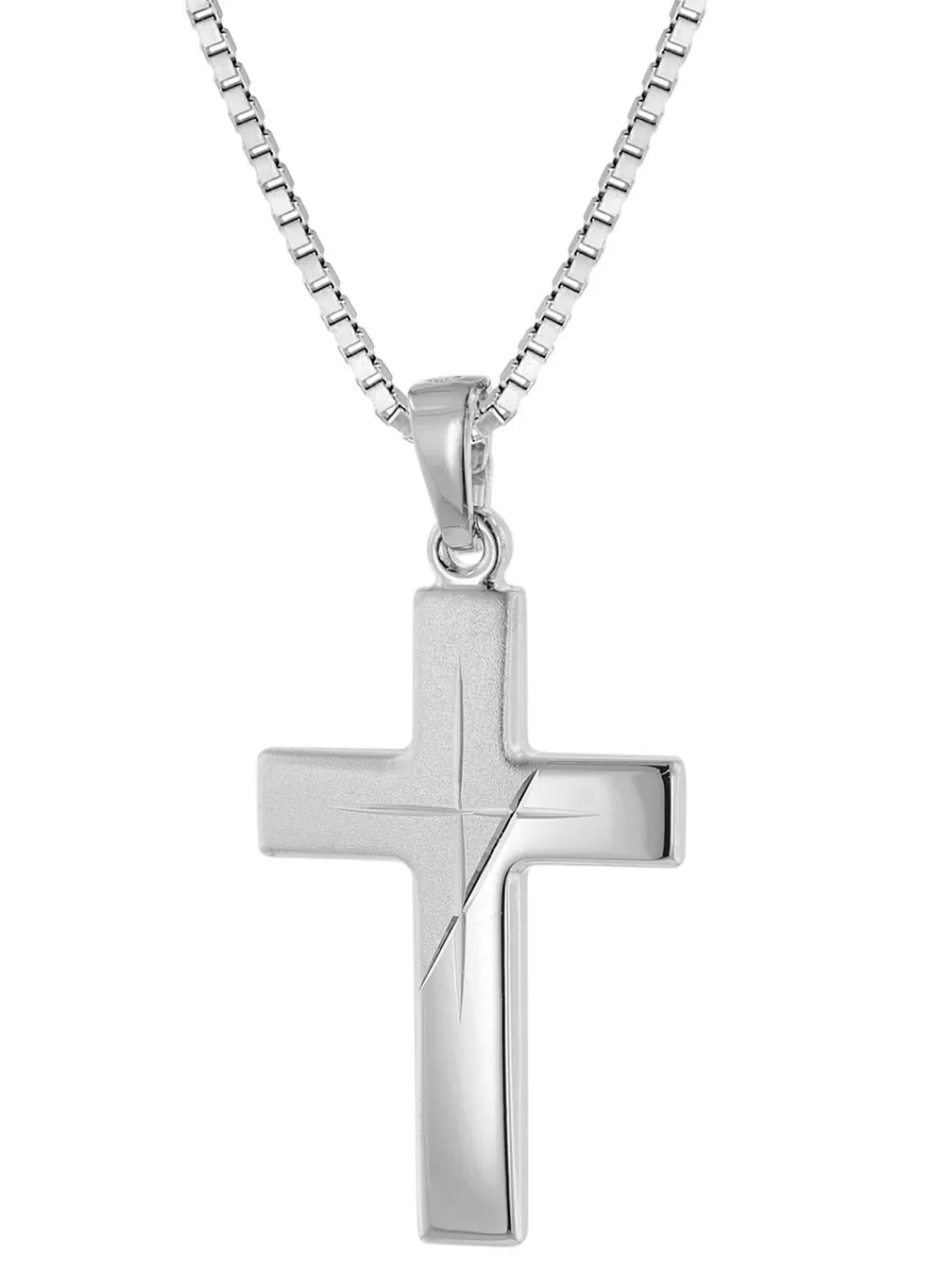 trendor Silber Herren-Halskette Mit Kreuz-Anhanger | Herrenschmuck