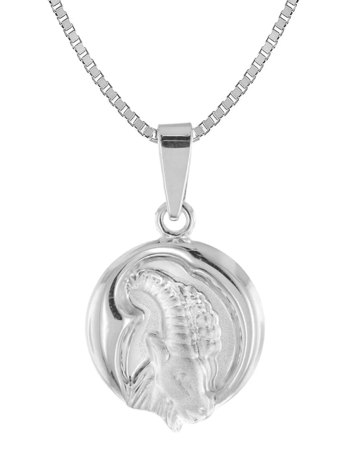 trendor Steinbock Sternzeichen Mit Halskette 925 Silber O 15 Mm | Kinderschmuck