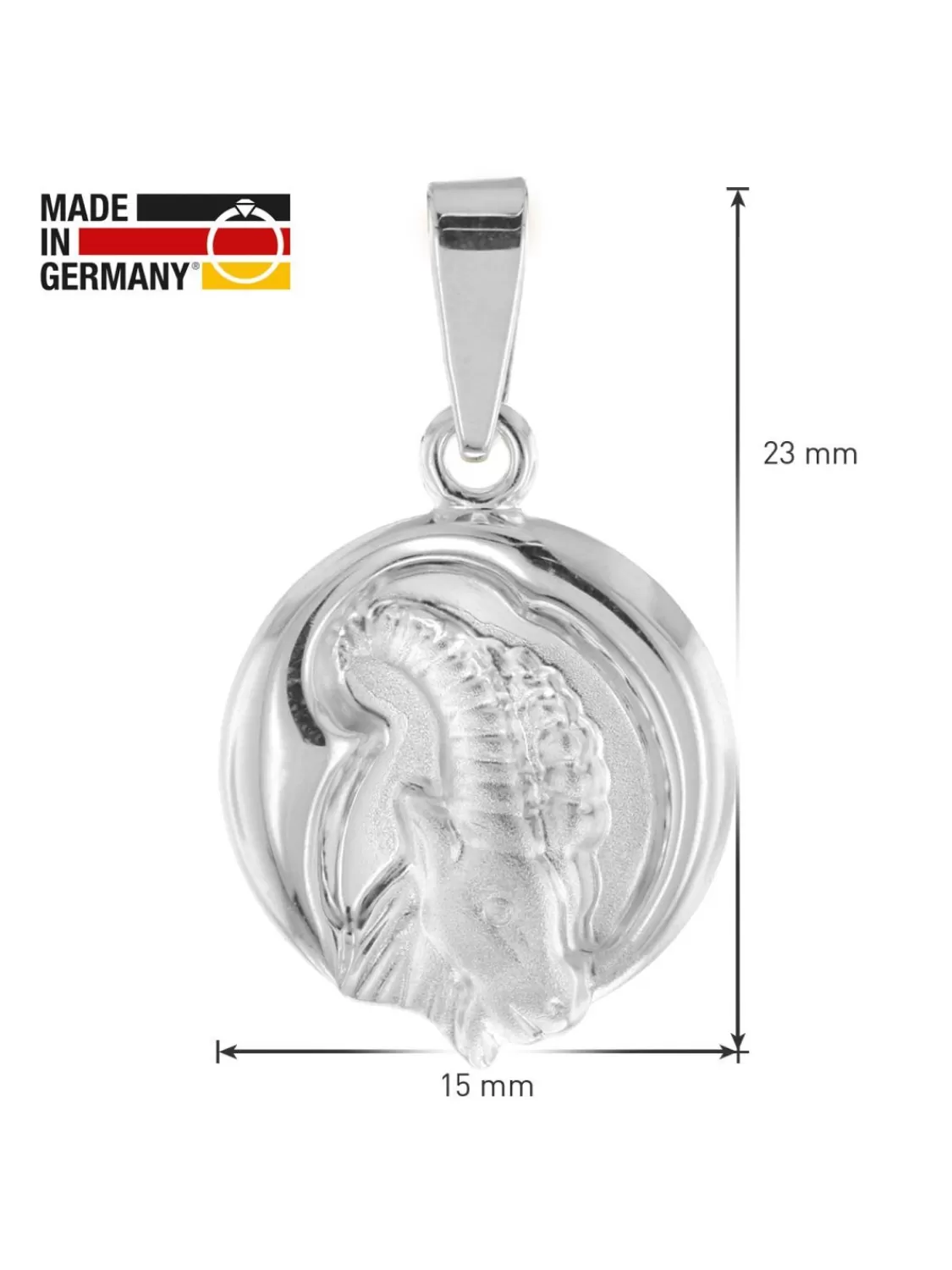 trendor Steinbock Sternzeichen Mit Halskette 925 Silber O 15 Mm | Kinderschmuck