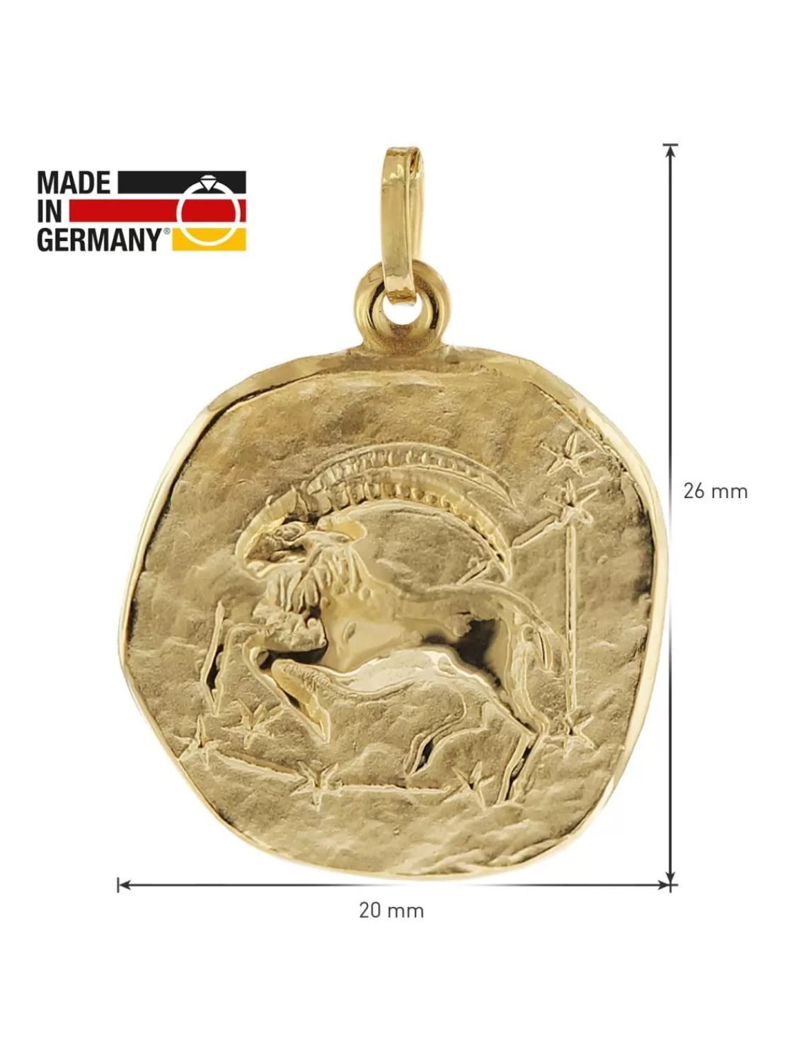 trendor Steinbock Sternzeichen O 20 Mm Mit 333/8K Herren-Goldkette | Herrenschmuck
