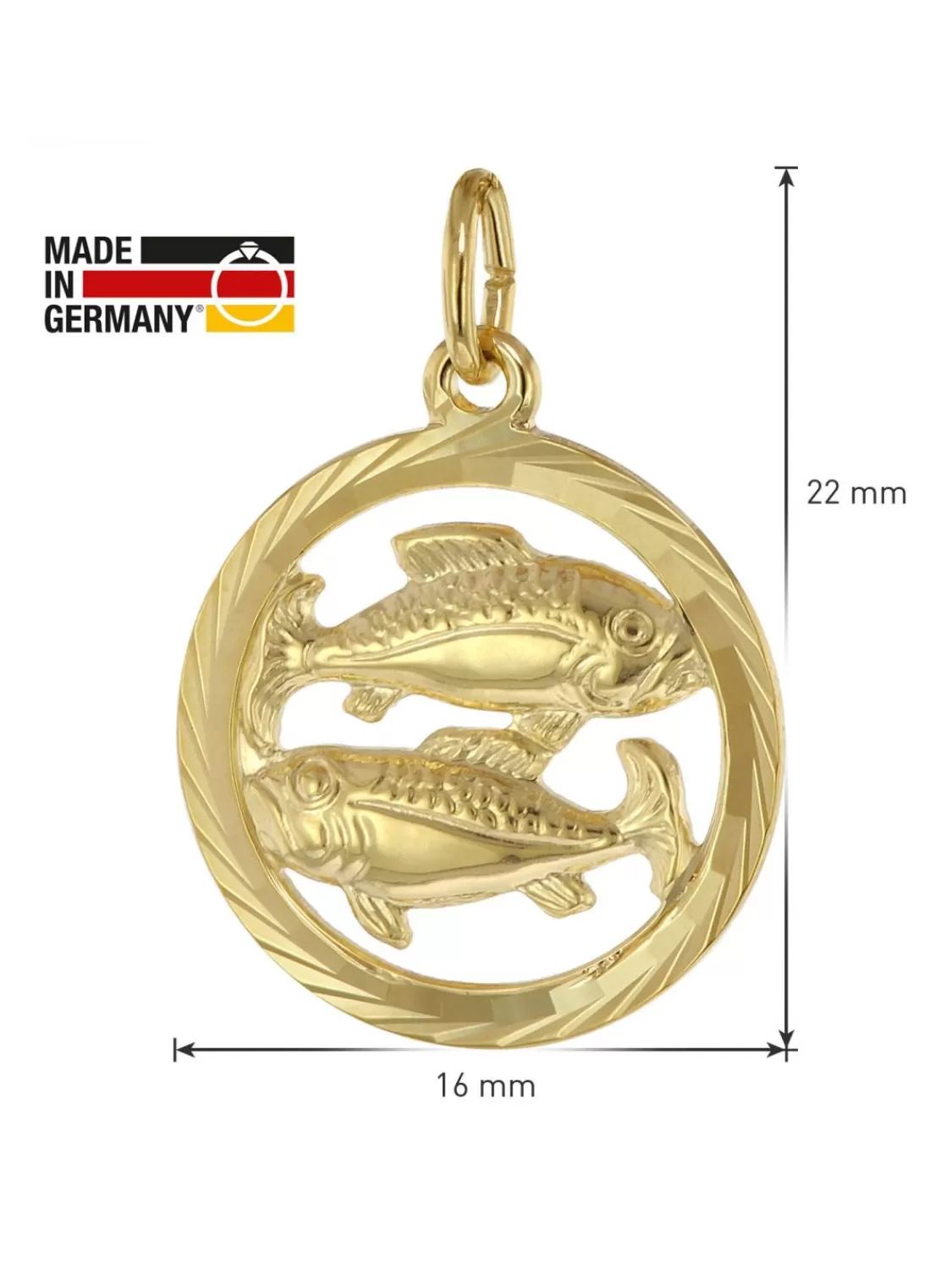 trendor Sternzeichen Fische 333 Gold Anhanger O 16 Mm | Herrenschmuck