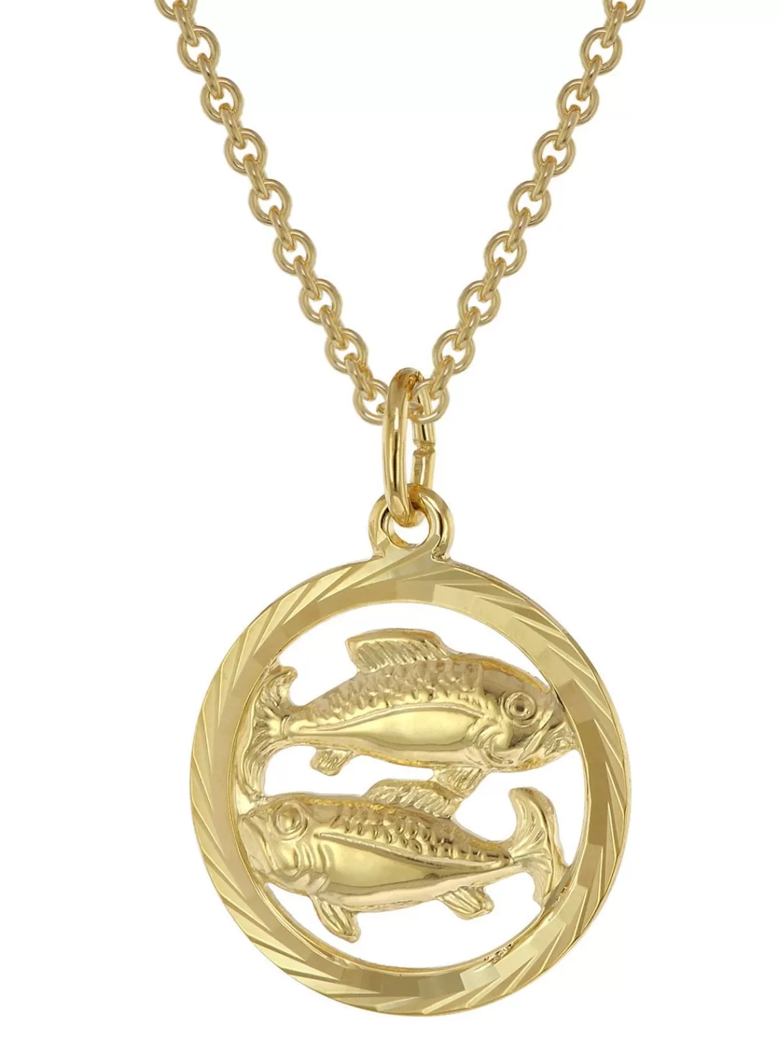 trendor Sternzeichen Fische Gold 333 Anhanger O 16 Mm + Halskette | Damenschmuck