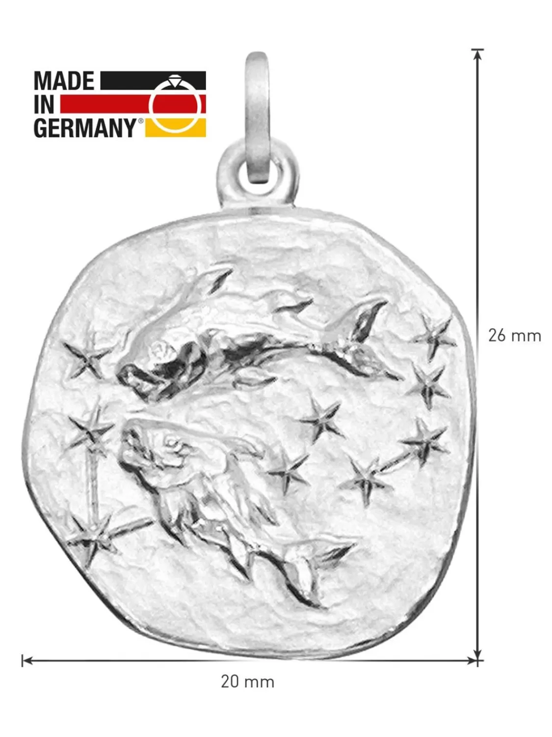 trendor Sternzeichen Fische O 20 Mm Und Halskette 925 Silber | Herrenschmuck