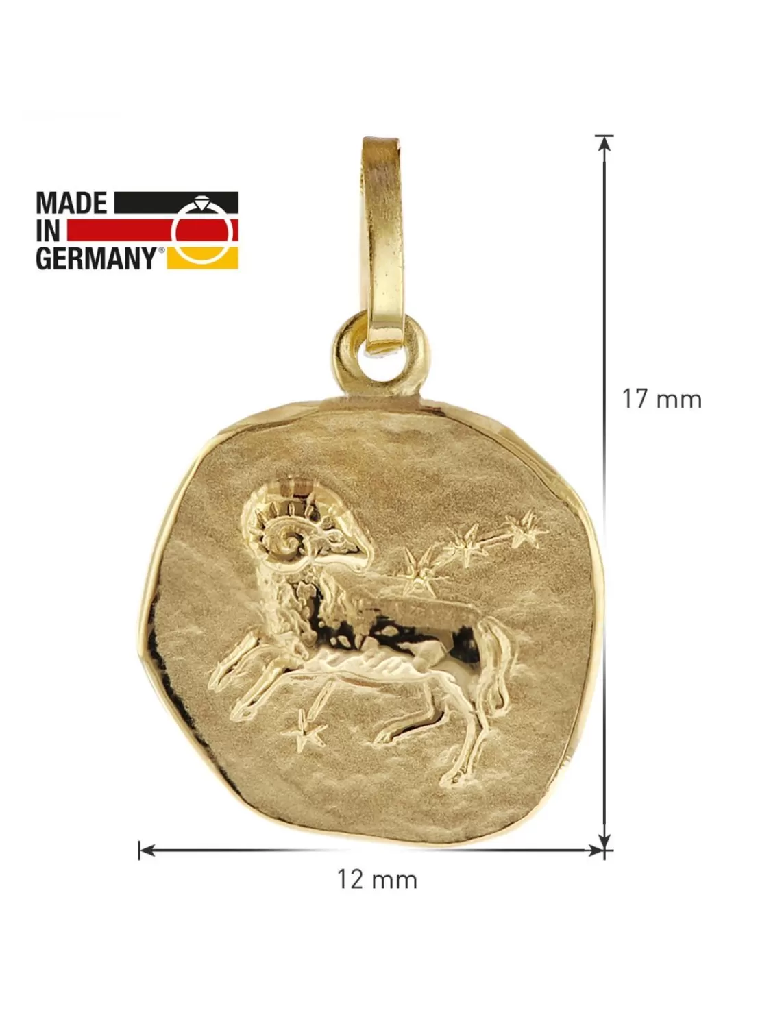 trendor Sternzeichen Fur Kinder Widder Gold 333 Anhanger + Halskette | Kinderschmuck