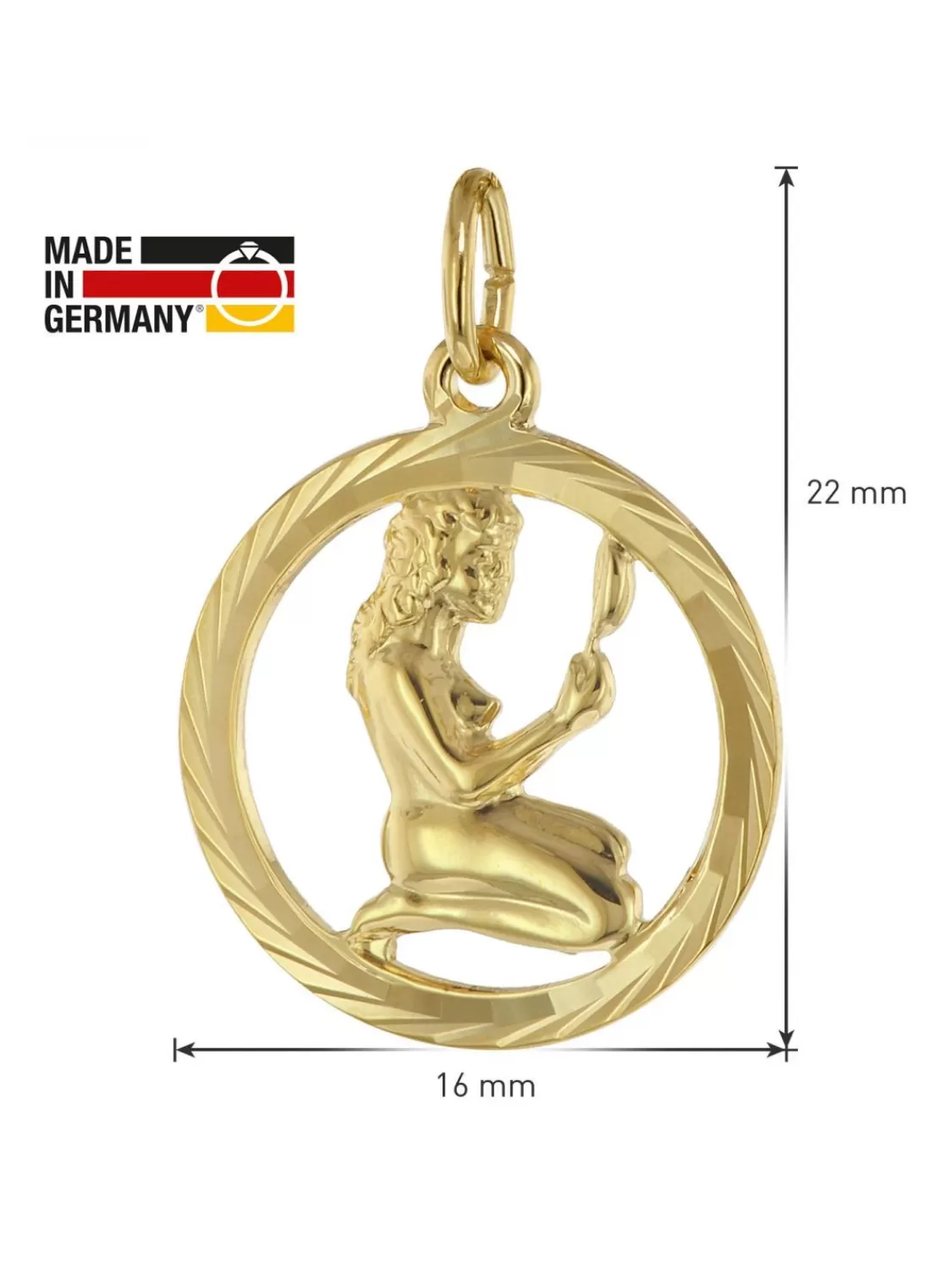 trendor Sternzeichen Jungfrau 333 Gold Anhanger O 16 Mm | Herrenschmuck