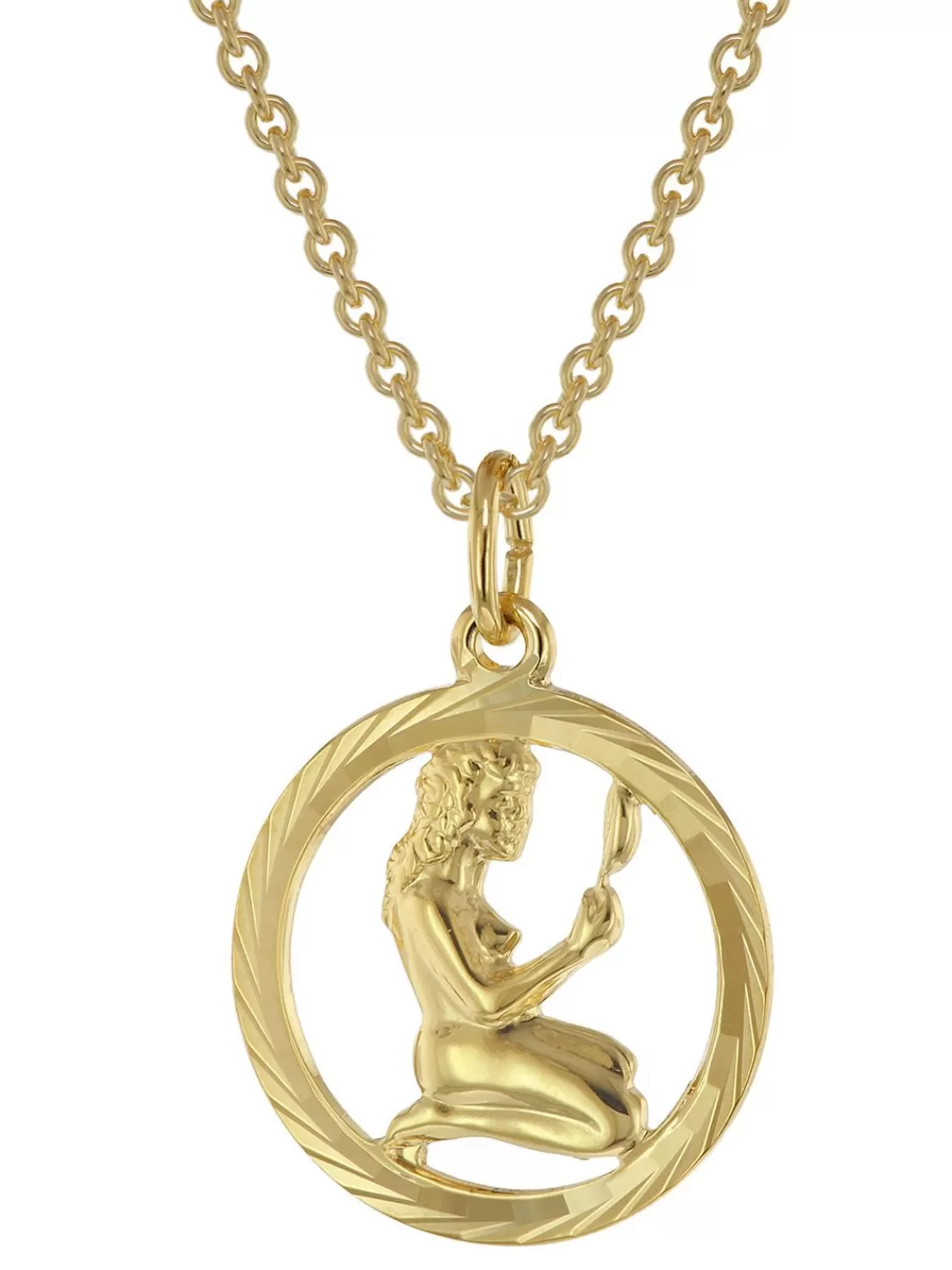 trendor Sternzeichen Jungfrau Gold 333 Anhanger O 16 Mm + Halskette | Herrenschmuck