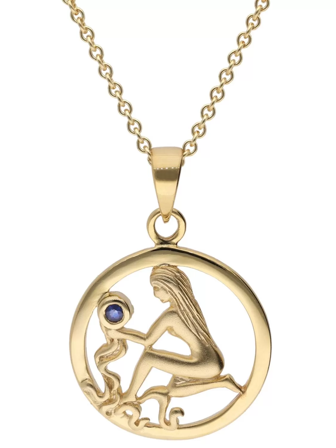 trendor Sternzeichen Jungfrau Gold 333 Mit Saphir + Vergoldete Kette | Damenschmuck