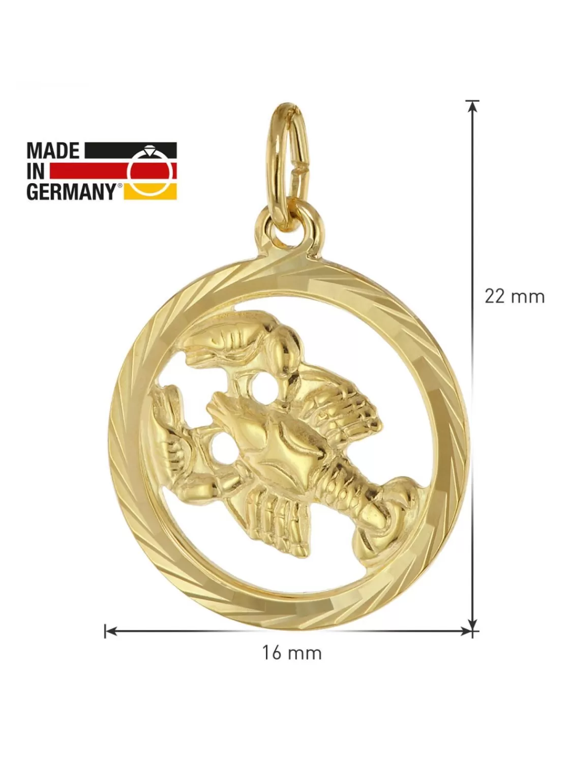 trendor Sternzeichen Krebs Gold 333 Anhanger O 16 Mm + Halskette | Damenschmuck