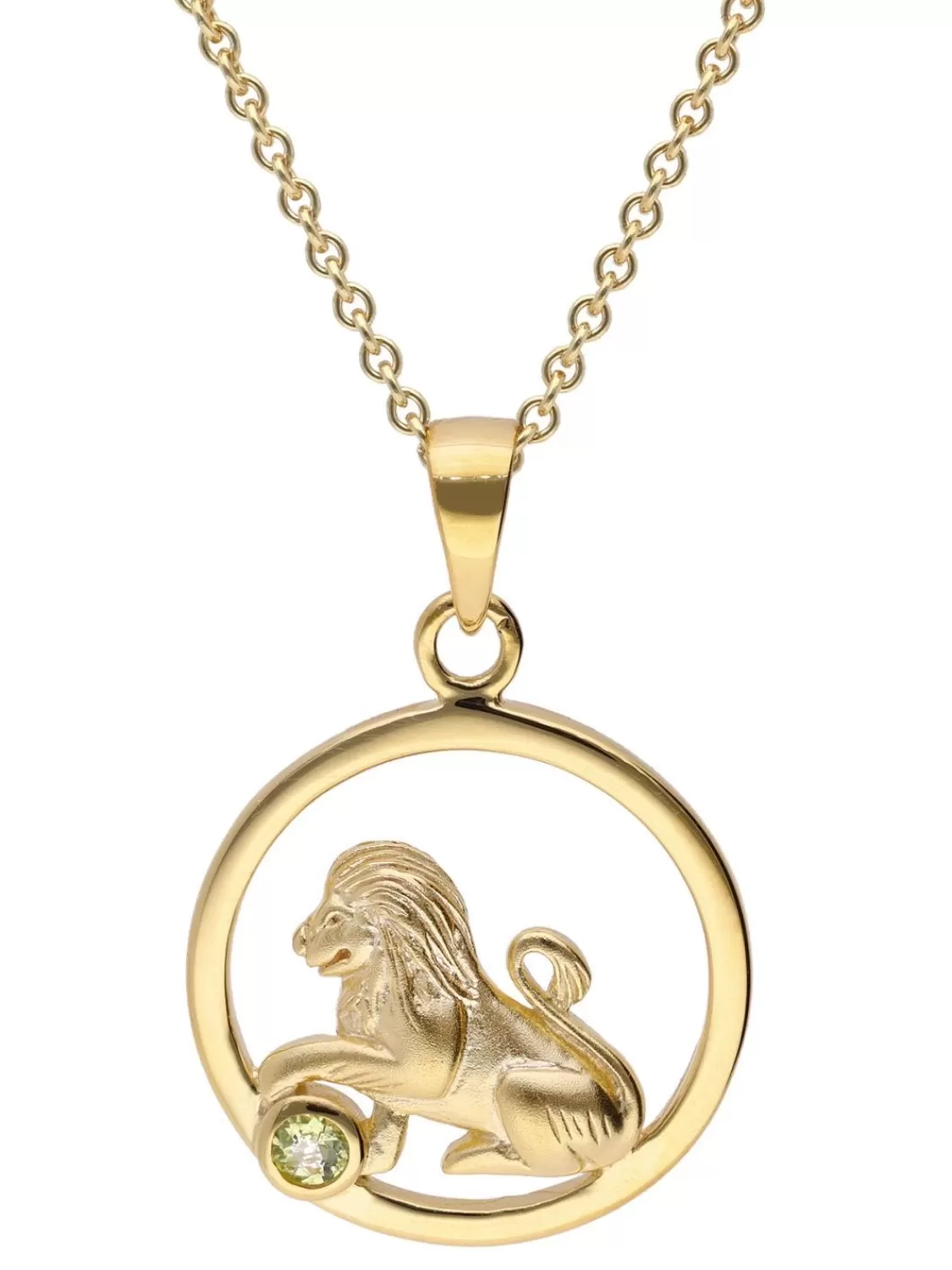 trendor Sternzeichen Lowe Gold 333 Mit Peridot + Vergoldete Kette | Damenschmuck