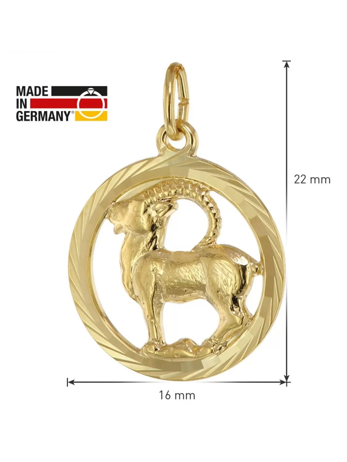 trendor Sternzeichen Steinbock 333 Gold Anhanger O 16 Mm | Herrenschmuck