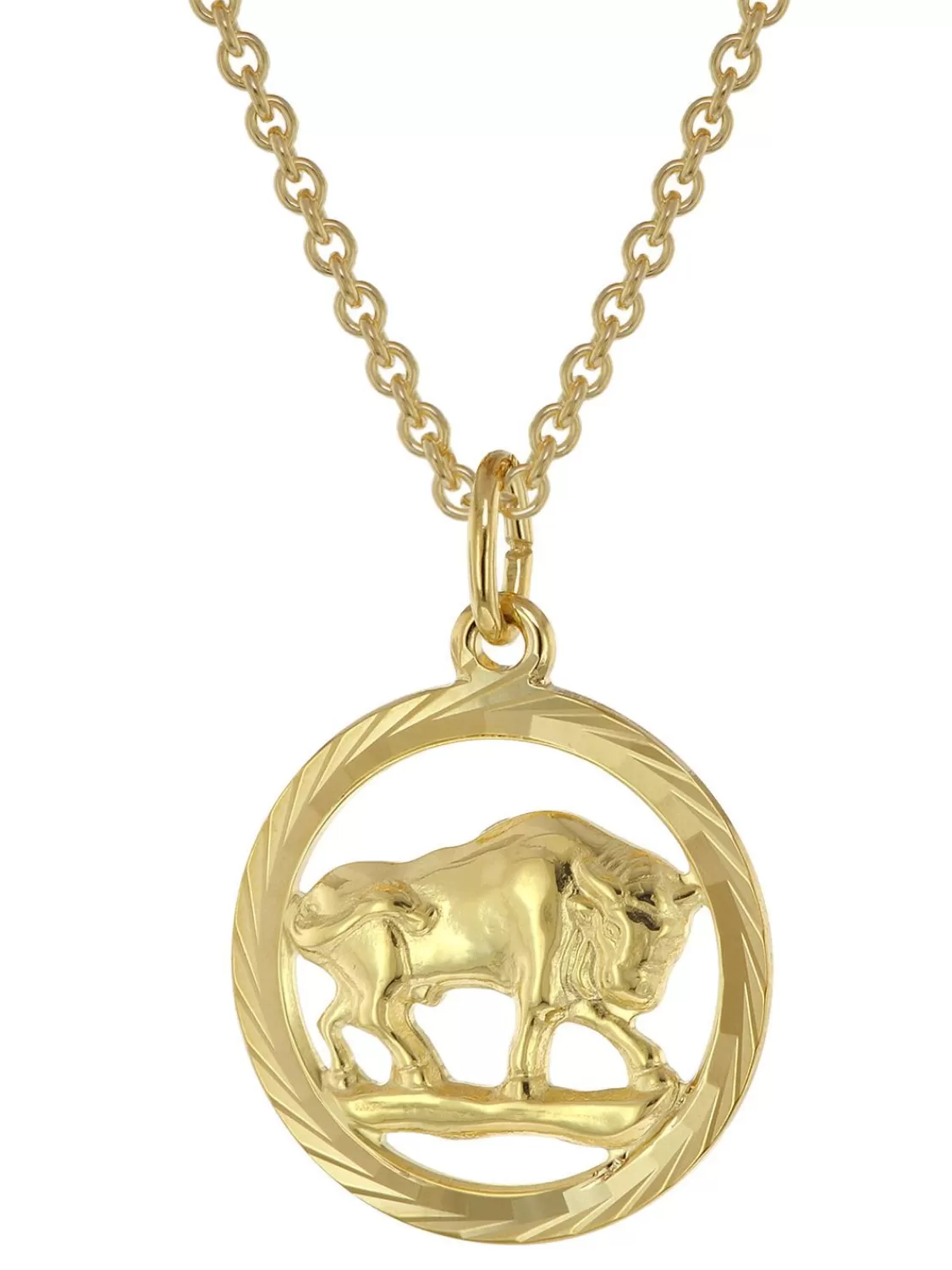 trendor Sternzeichen Stier Gold 333 Anhanger O 16 Mm + Halskette | Damenschmuck
