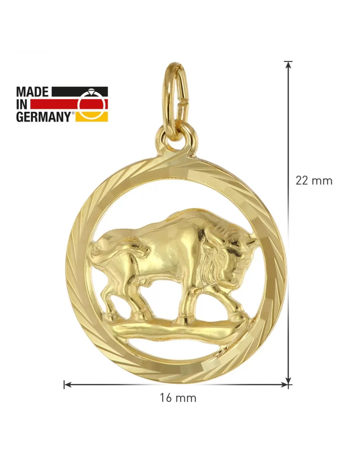 trendor Sternzeichen Stier Gold 333 Anhanger O 16 Mm + Halskette | Damenschmuck