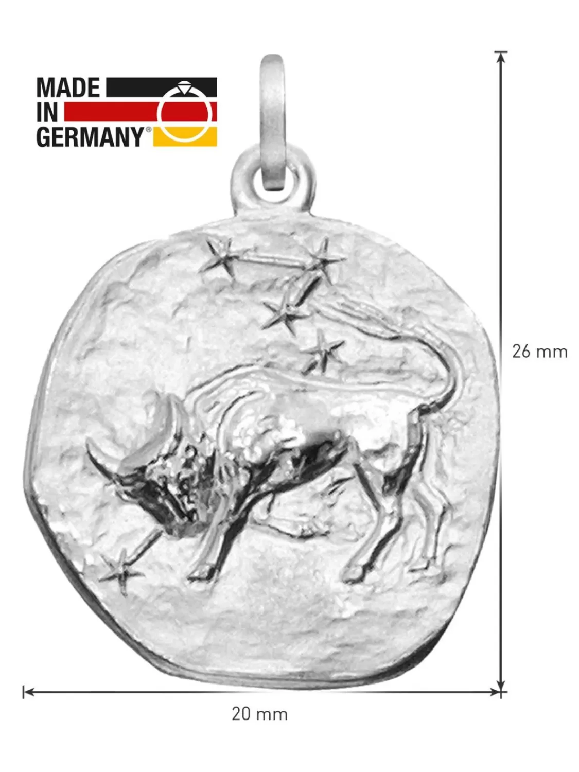 trendor Sternzeichen Stier O 20 Mm Und Halskette 925 Silber | Herrenschmuck
