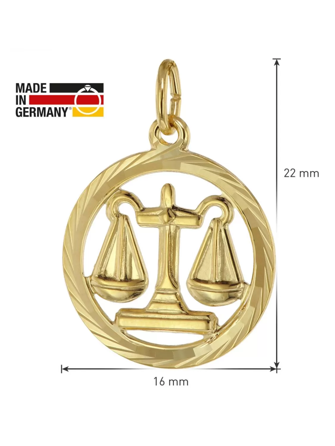 trendor Sternzeichen Waage 333 Gold Anhanger O 16 Mm | Herrenschmuck