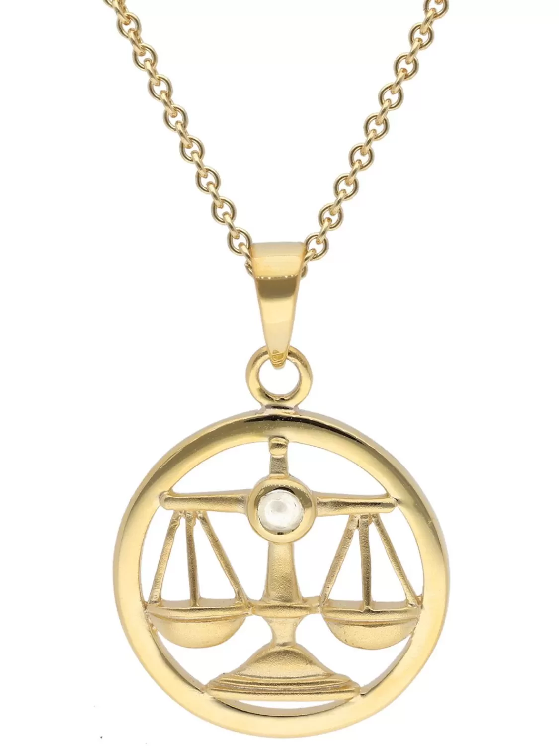 trendor Sternzeichen Waage Gold 333 Mit Opal + Vergoldete Kette | Damenschmuck
