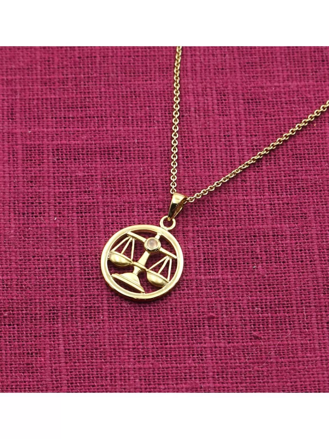 trendor Sternzeichen Waage Gold 333 Mit Opal + Vergoldete Kette | Damenschmuck
