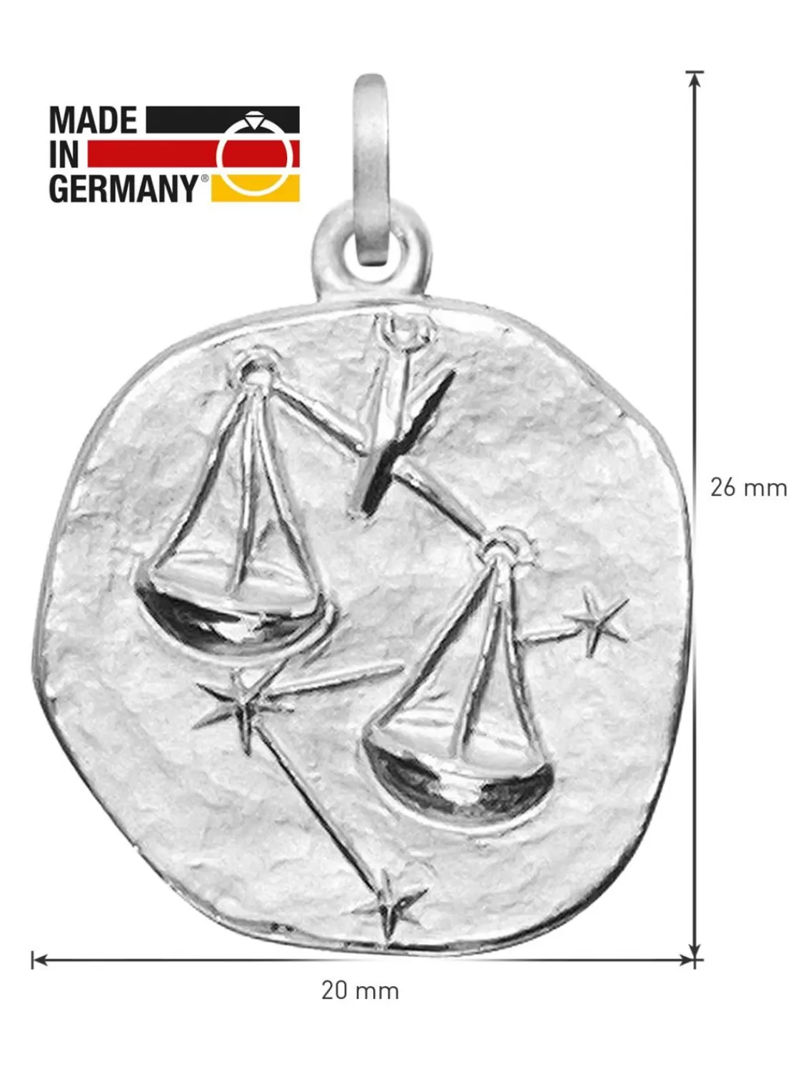 trendor Sternzeichen Waage O 20 Mm Und Halskette 925 Silber | Herrenschmuck