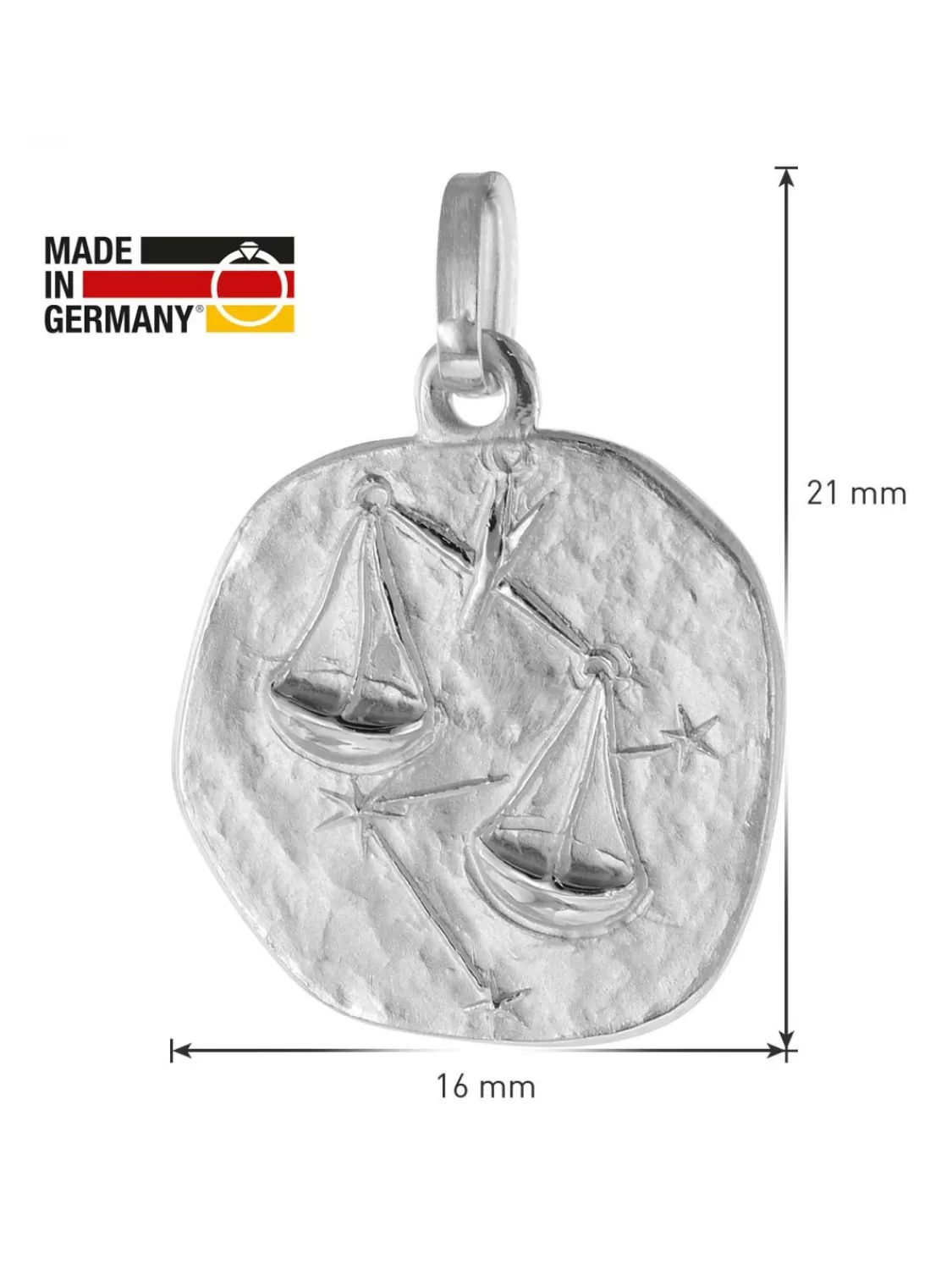 trendor Sternzeichen Waage Weisgold 333 / 8 Karat Anhanger O 16 Mm | Herrenschmuck