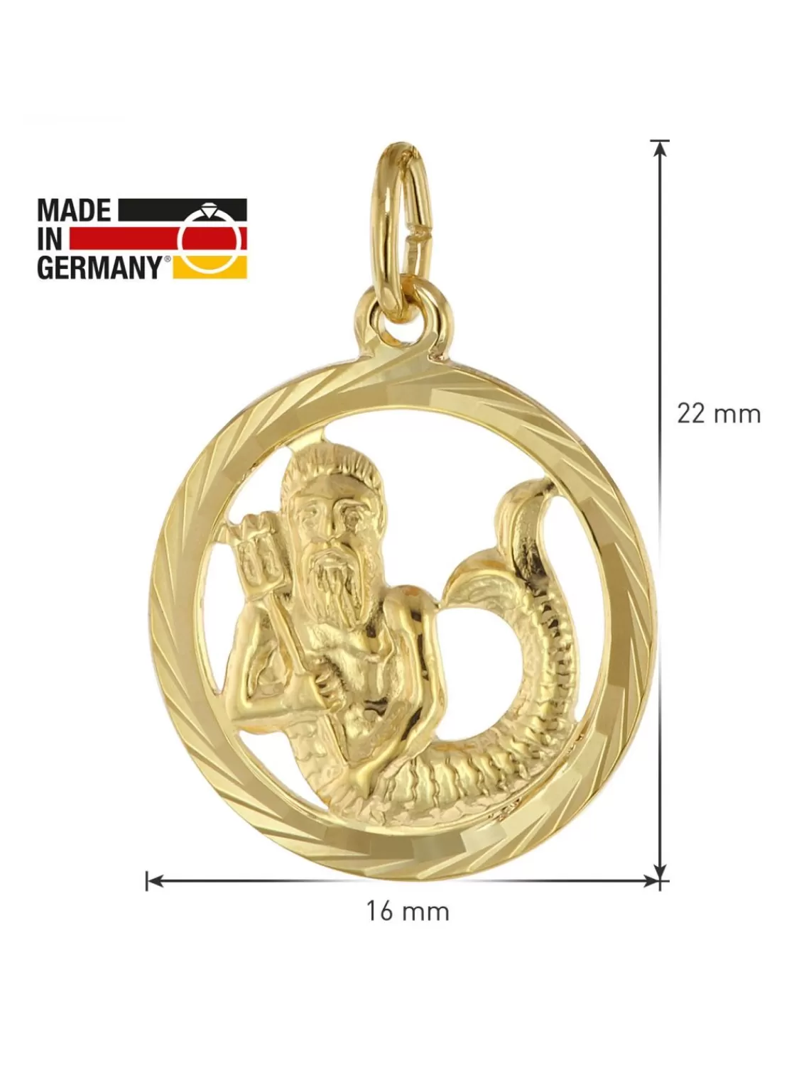 trendor Sternzeichen Wassermann 333 Gold Anhanger O 16 Mm | Herrenschmuck