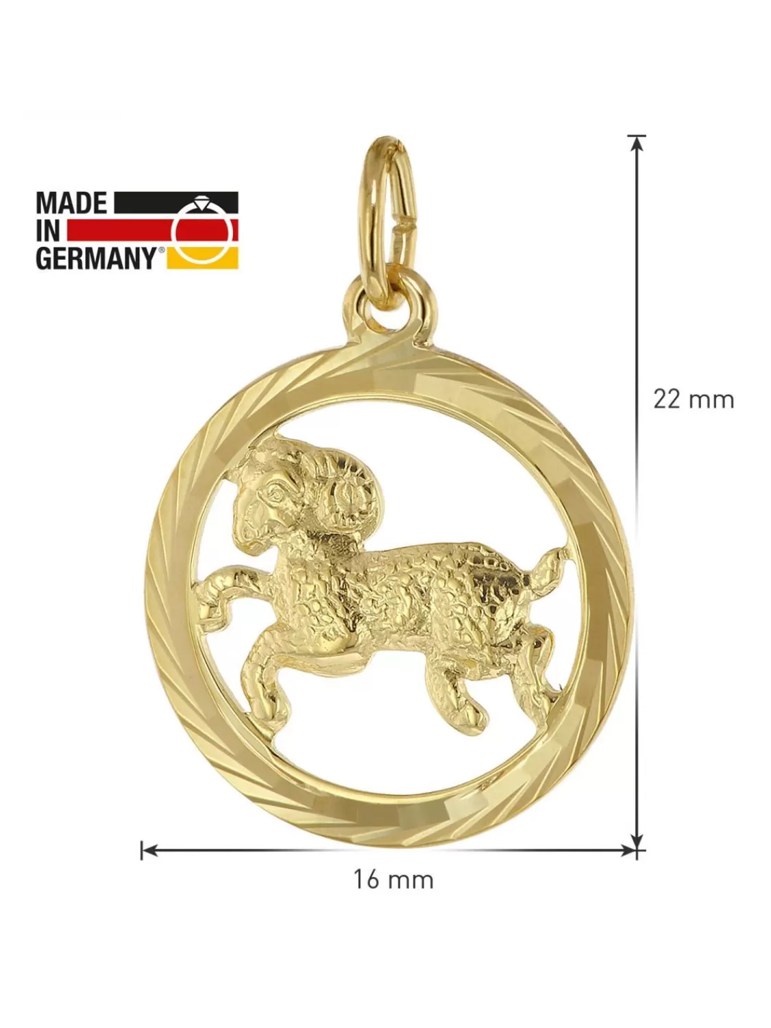 trendor Sternzeichen Widder Gold 333 Anhanger O 16 Mm + Halskette | Damenschmuck