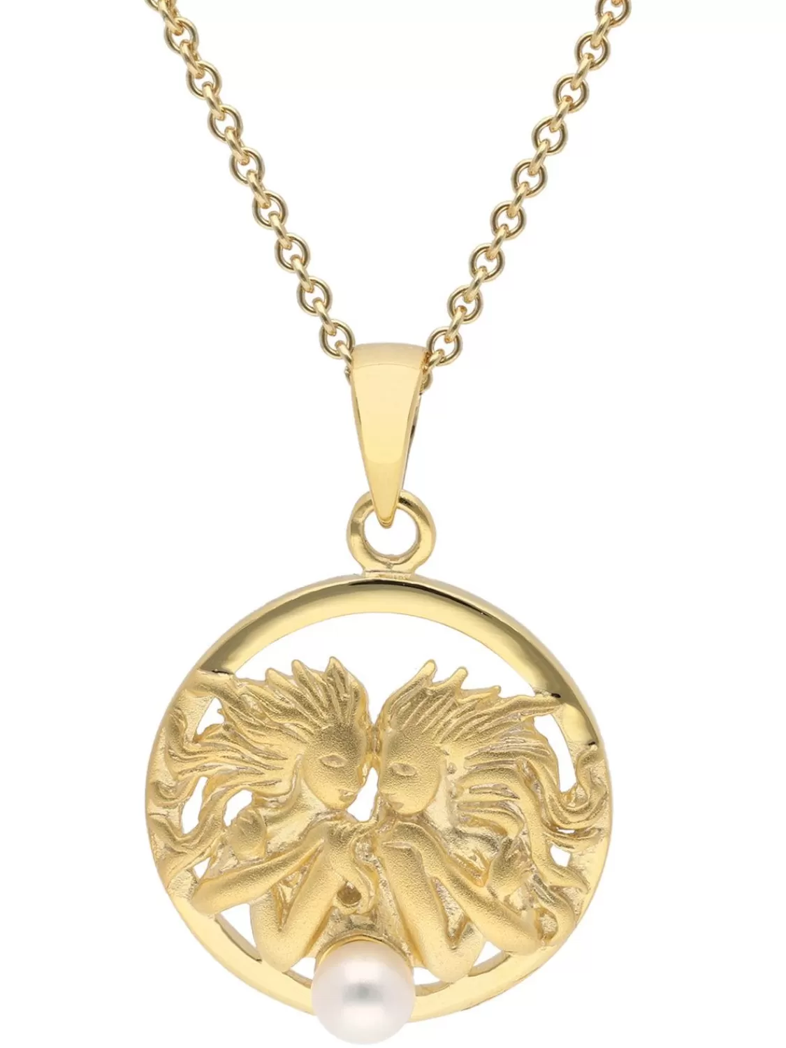 trendor Sternzeichen Zwilling Gold 333 Mit Perle + Vergoldete Kette | Damenschmuck