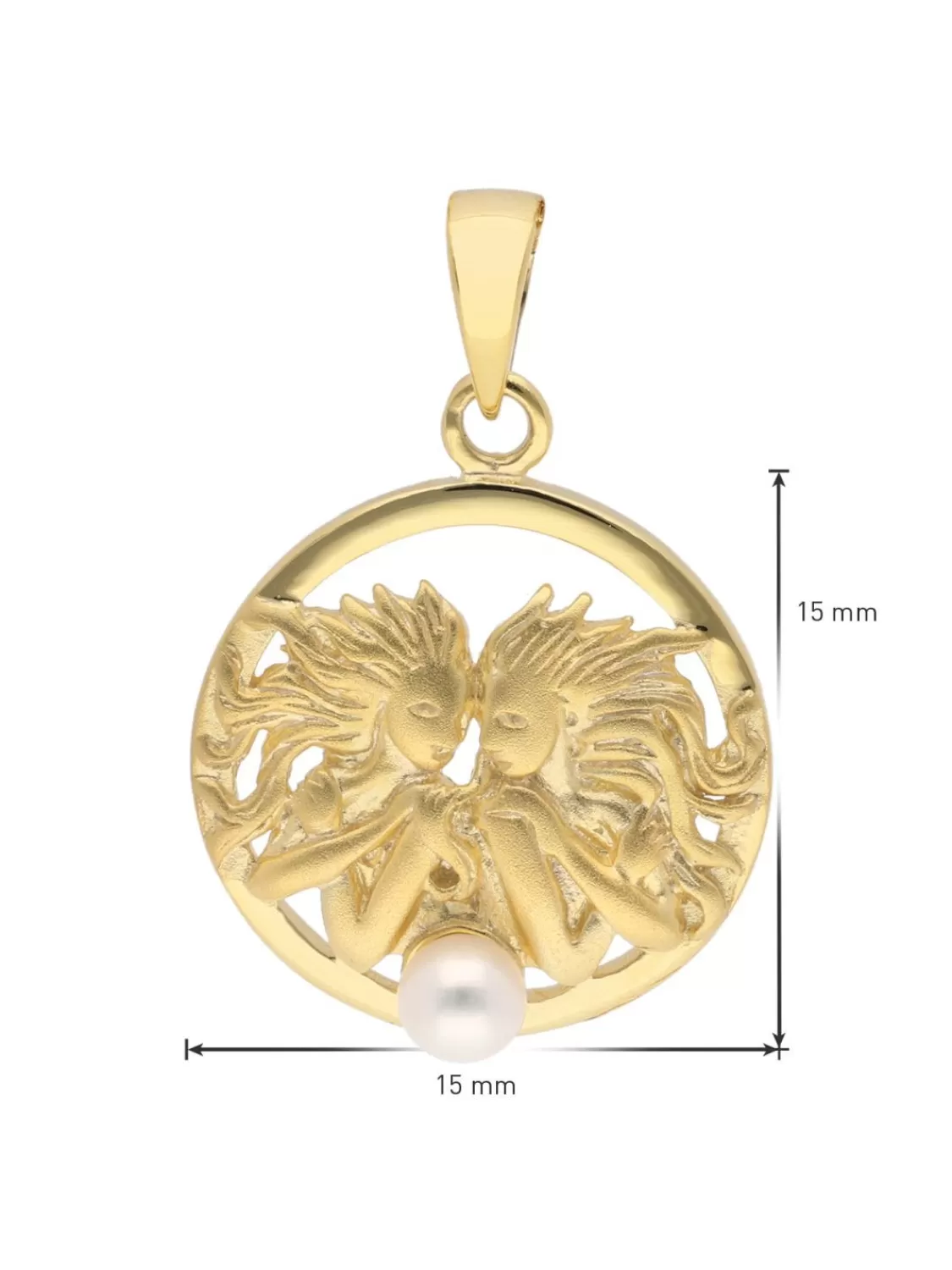 trendor Sternzeichen Zwilling Gold 333 Mit Perle + Vergoldete Kette | Damenschmuck