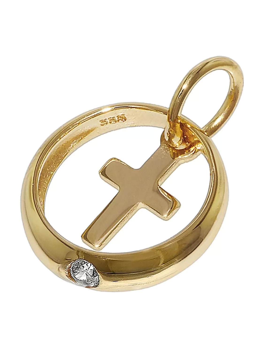 trendor Taufring Anhanger Mit Kreuz Gold 333 + Vergoldete Silberkette | Damenschmuck
