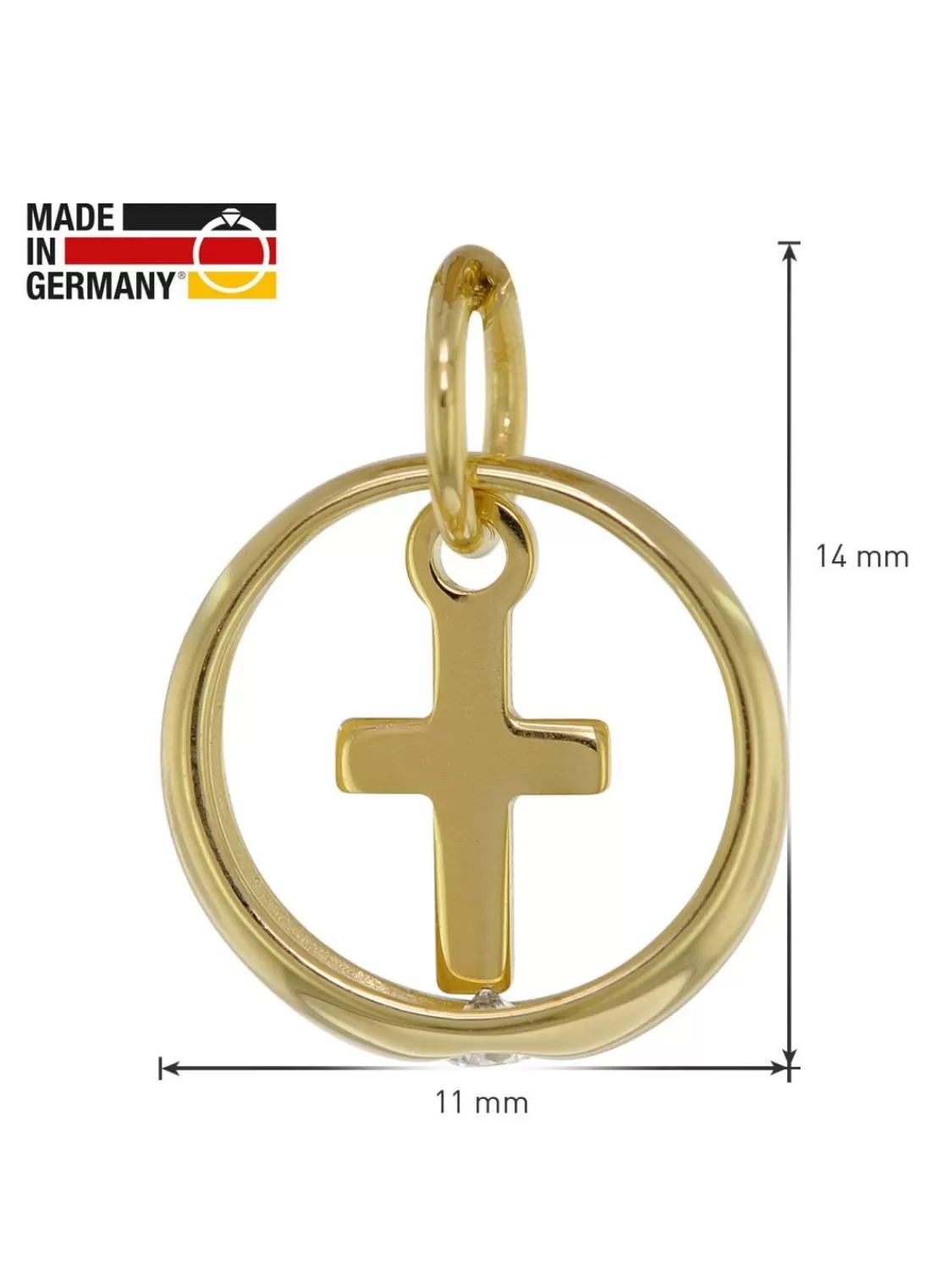 trendor Taufring Anhanger Mit Kreuz Gold 333 + Vergoldete Silberkette | Damenschmuck