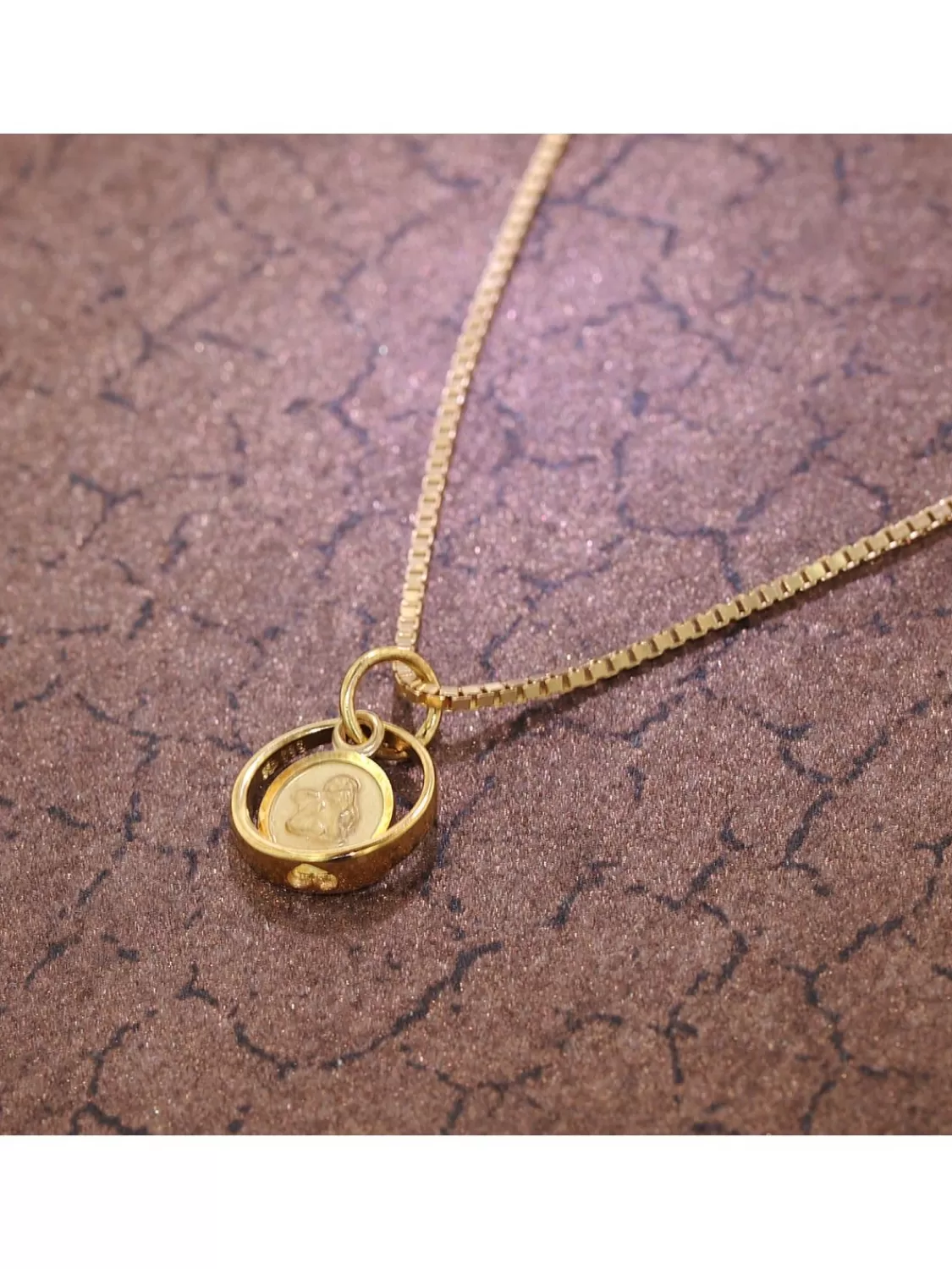 trendor Taufring Mit Engel-Einhanger Gold 585 (14 Karat) Mit Silberkette | Kinderschmuck