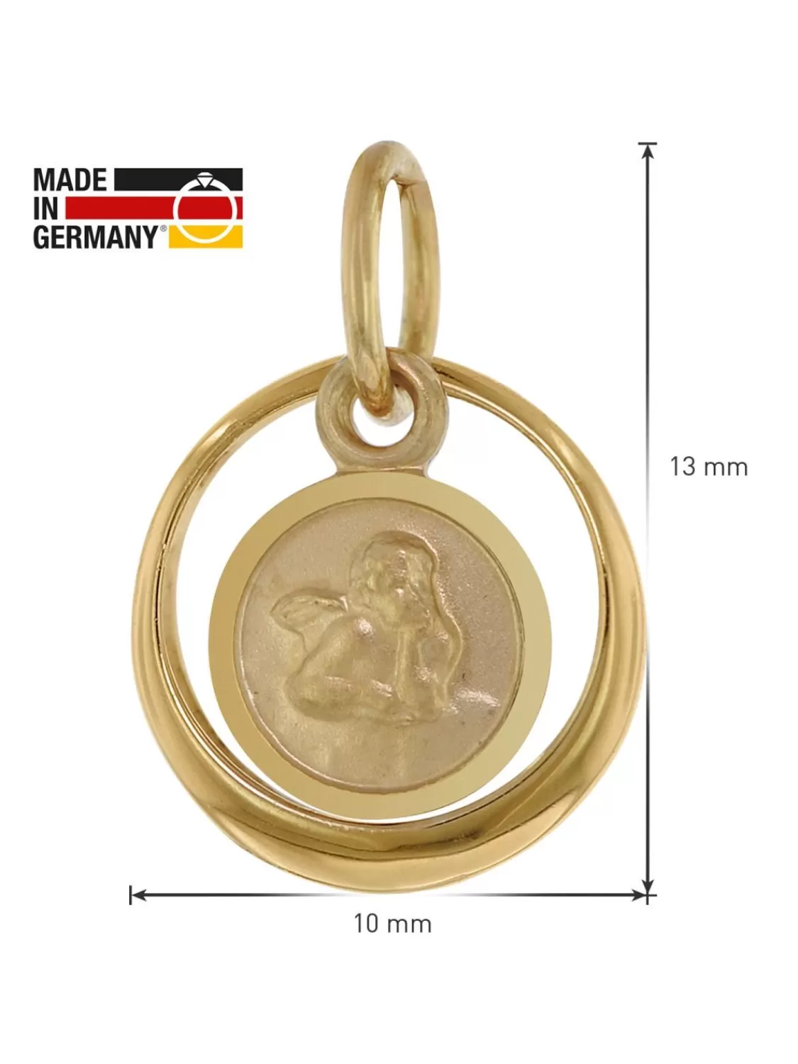 trendor Taufring Mit Engel-Einhanger Gold 585 (14 Karat) Mit Silberkette | Kinderschmuck