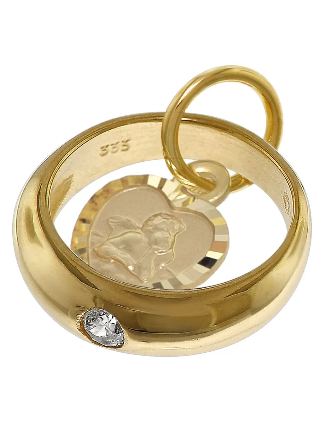 trendor Taufring Mit Engelherz Gold 333 An Goldplattierter Silberkette | Damenschmuck