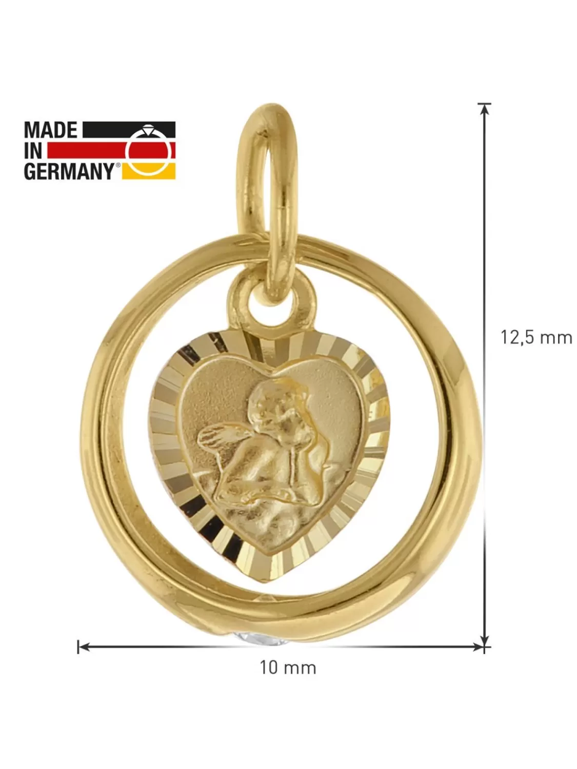 trendor Taufring Mit Engelherz Gold 333 An Goldplattierter Silberkette | Damenschmuck