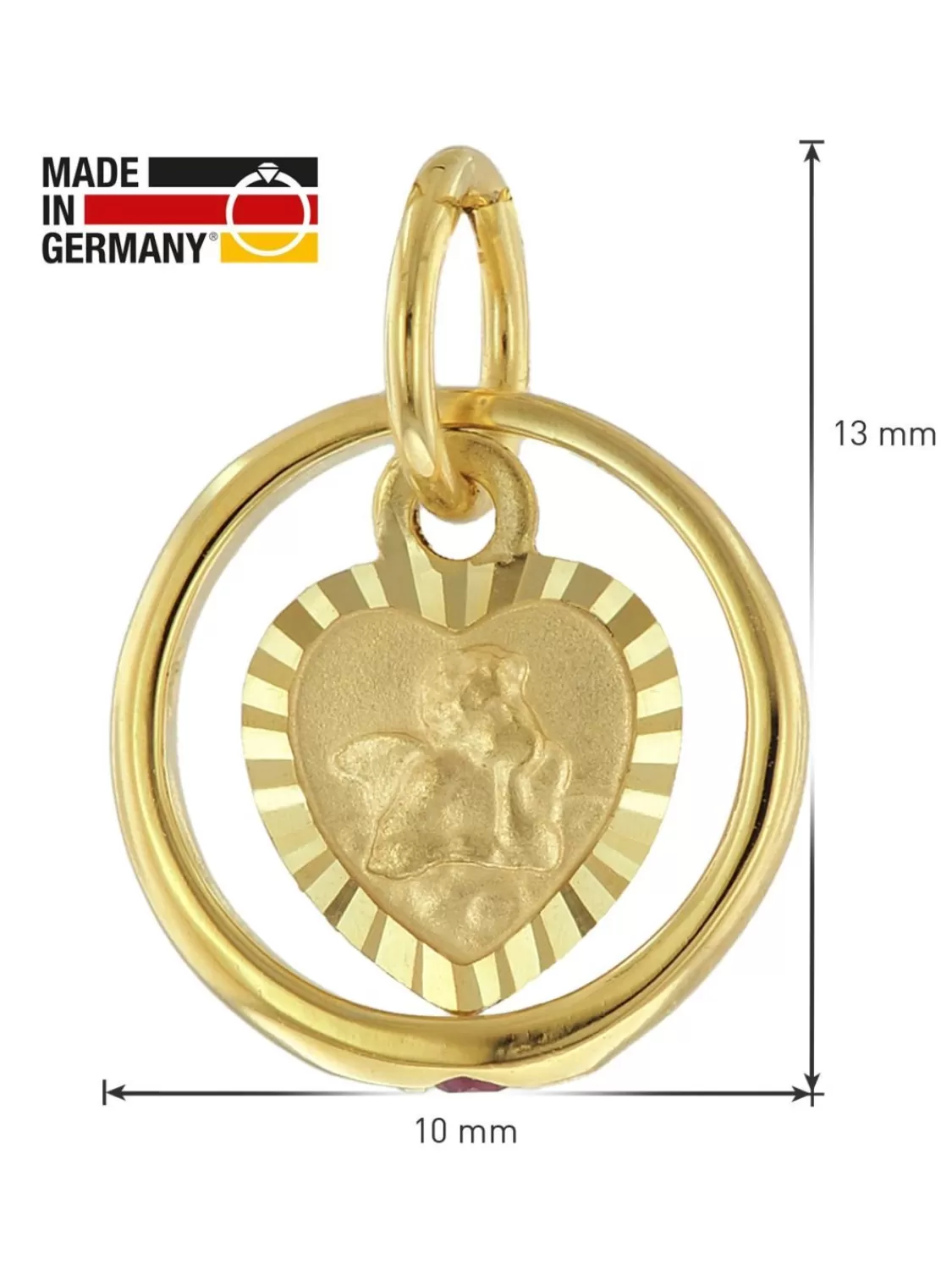 trendor Taufring Rubin Amorherz Gold 585 An Goldplattierter Halskette | Kinderschmuck