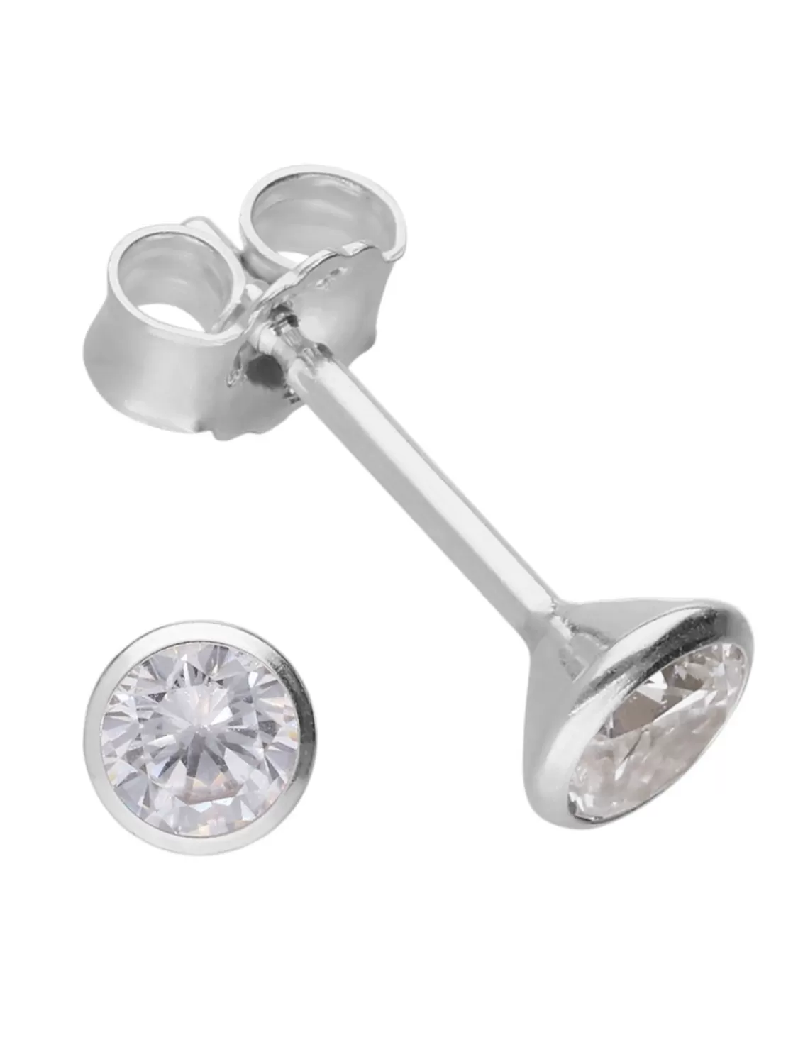 trendor Unisex Ohrringe 925 Silber Ohrstecker Mit Zirkonia 4,5 Mm | Herrenschmuck
