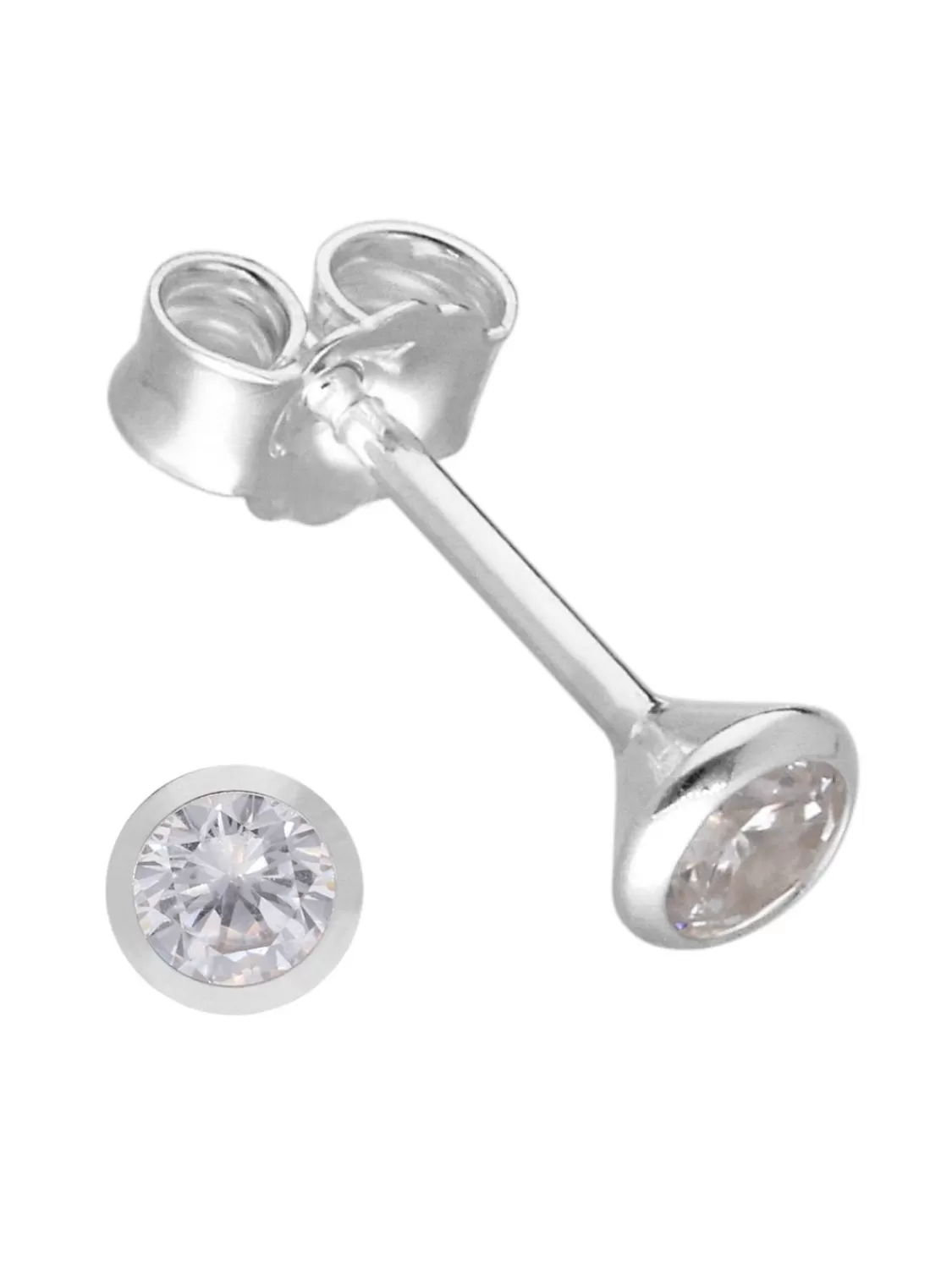 trendor Unisex Ohrringe 925 Silber Ohrstecker Mit Zirkonia 4 Mm | Herrenschmuck