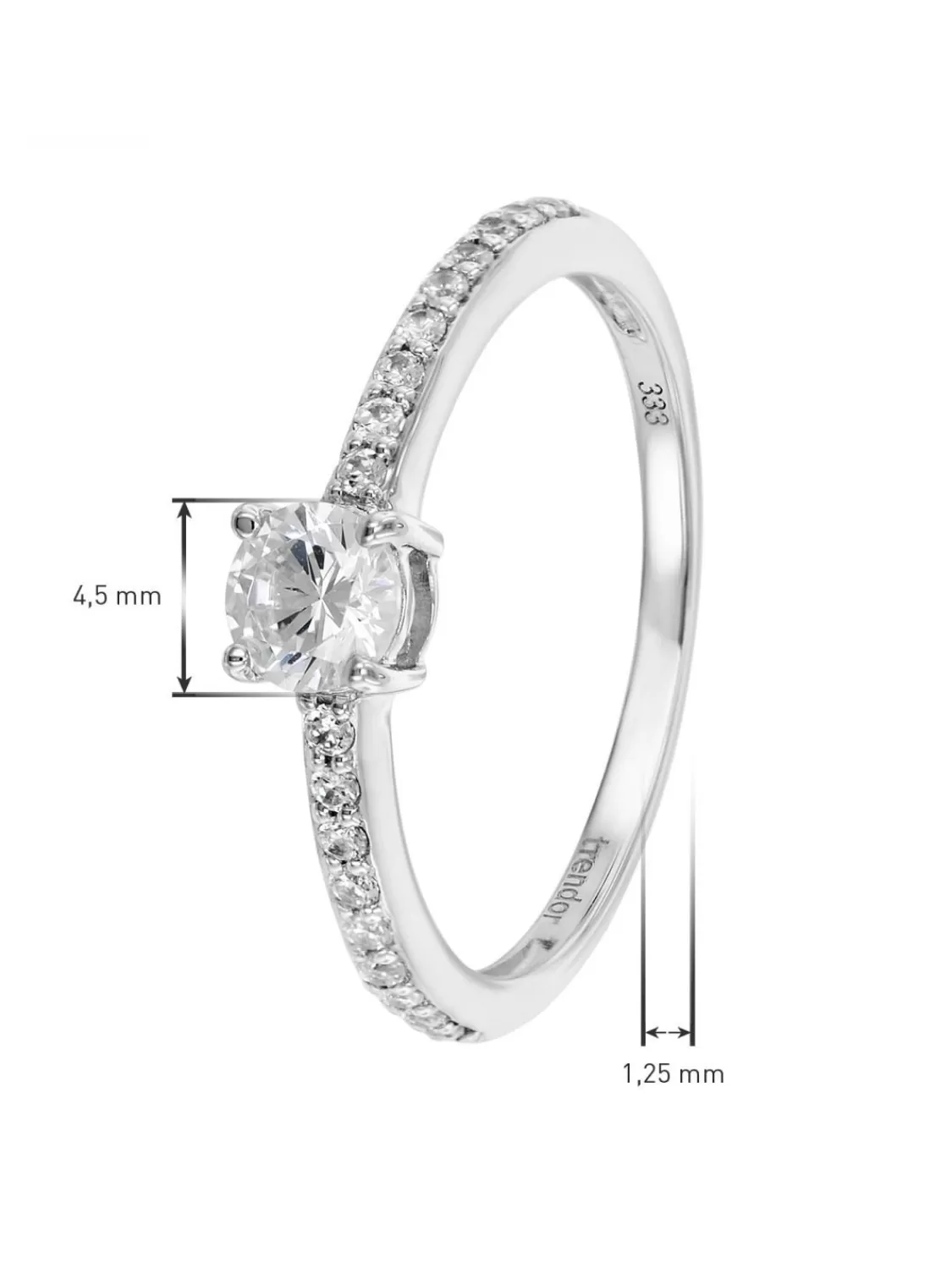 trendor Verlobungsring Weisgold 333 (8 Karat) Damenring Mit 19 Zirkonias | Damenschmuck